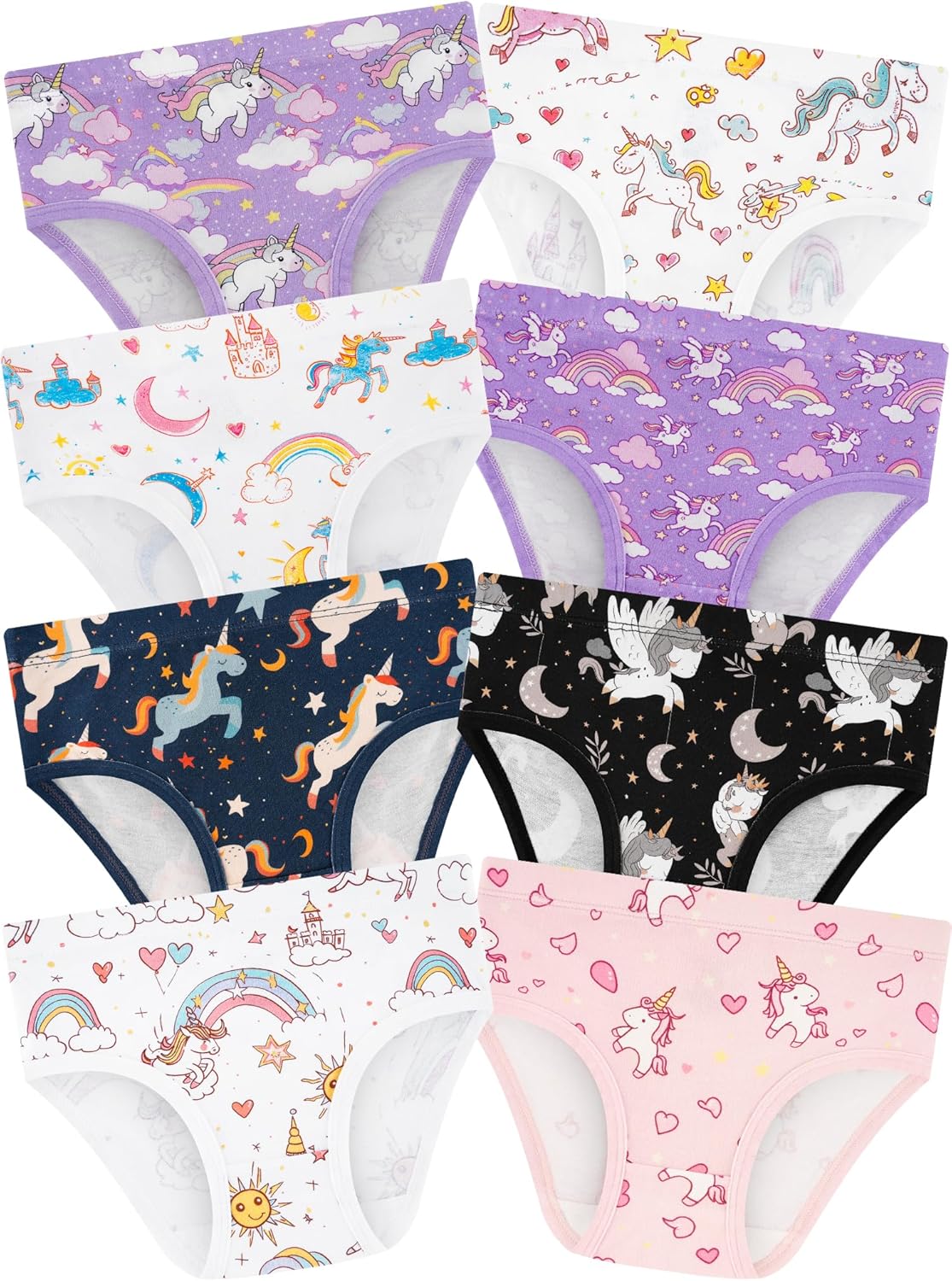 Girls' Underwear,Soft Cotton Tagless Panties for Toddlers' & Little Kids' Comfort,Breathable Briefs,8-Pack