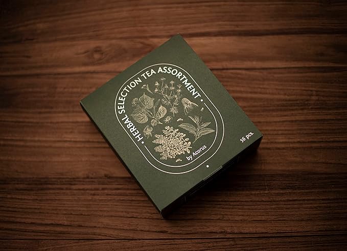 ACORUS Herbal Selection Tea Set, Natural Herbal Tea Variety Pack, Assorted Tea Box, Tea Gift Set of 4 Different Teas, Herbal Tea Sampler of 56 Tea Bags Individually Wrapped