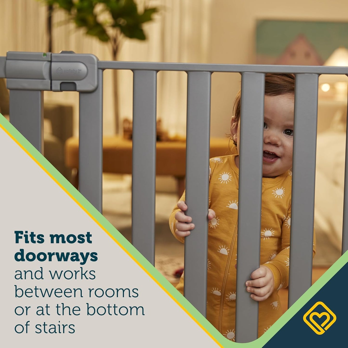 Safety 1st Walk Through Baby Gate with Door, Adjustable Pressure Mount Lift, Dog Gates, Fits 29"-38" Wide, 2-Pack, Silver