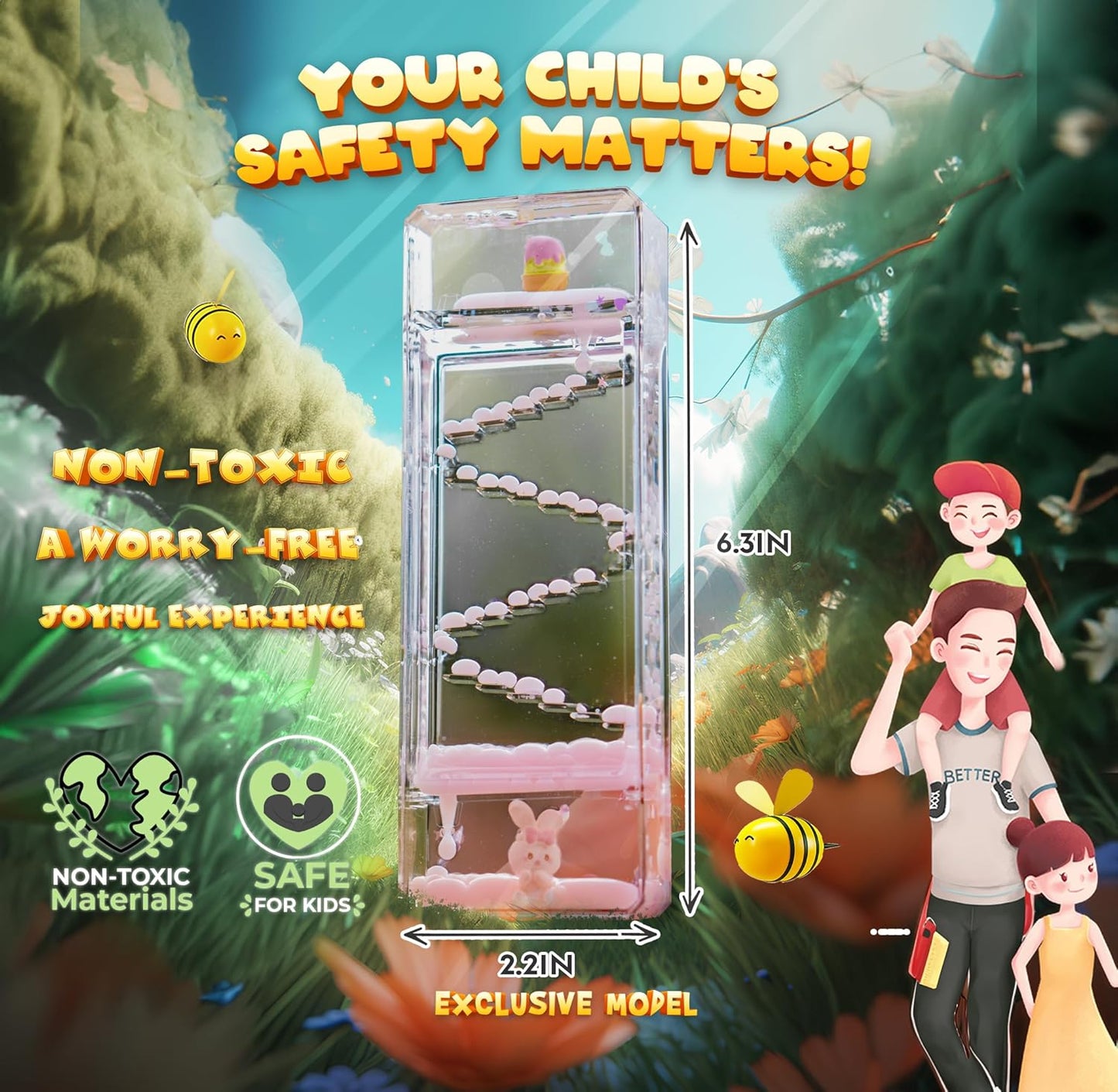 Exclusive Model Liquid Motion Bubbler Timer Soothing Sensory Toy for Relaxation Calming Stress Relief and Sensory Play Perfect for Kids and Adults Unique Desk Decor for Stress and Focus.