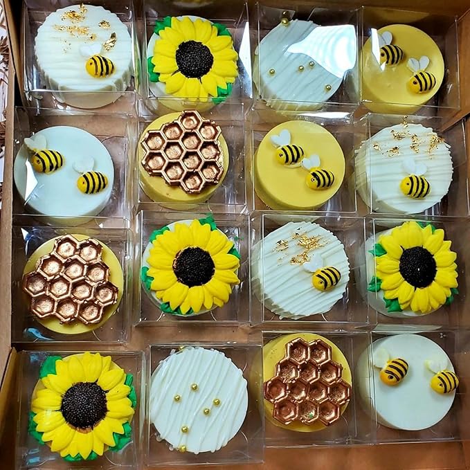 RomanticBaking 50pcs Clear Single Chocolate Covered Ore Cookies Macaron Box for Wedding Favors Baby Shower 2.17"×2.17"×1.38" Inch Party Favor Box for Candy Chocolate Donut