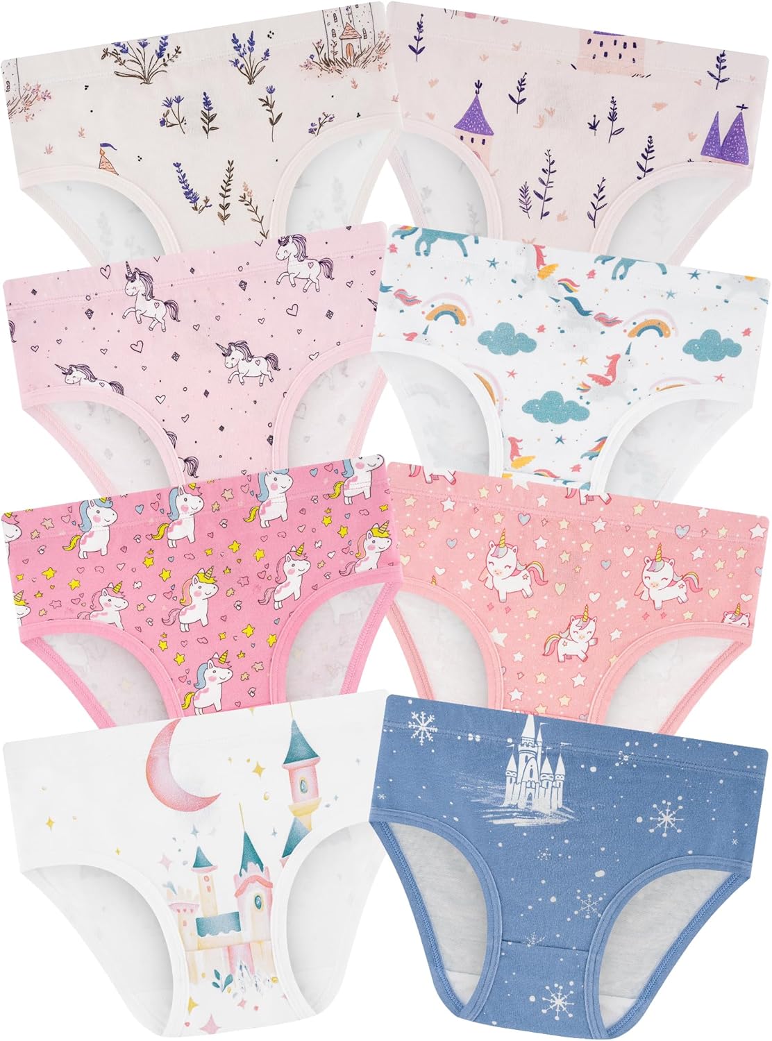 Girls' Underwear,Soft Cotton Tagless Panties for Toddlers' & Little Kids Comfort,Breathable Briefs,8-Pack