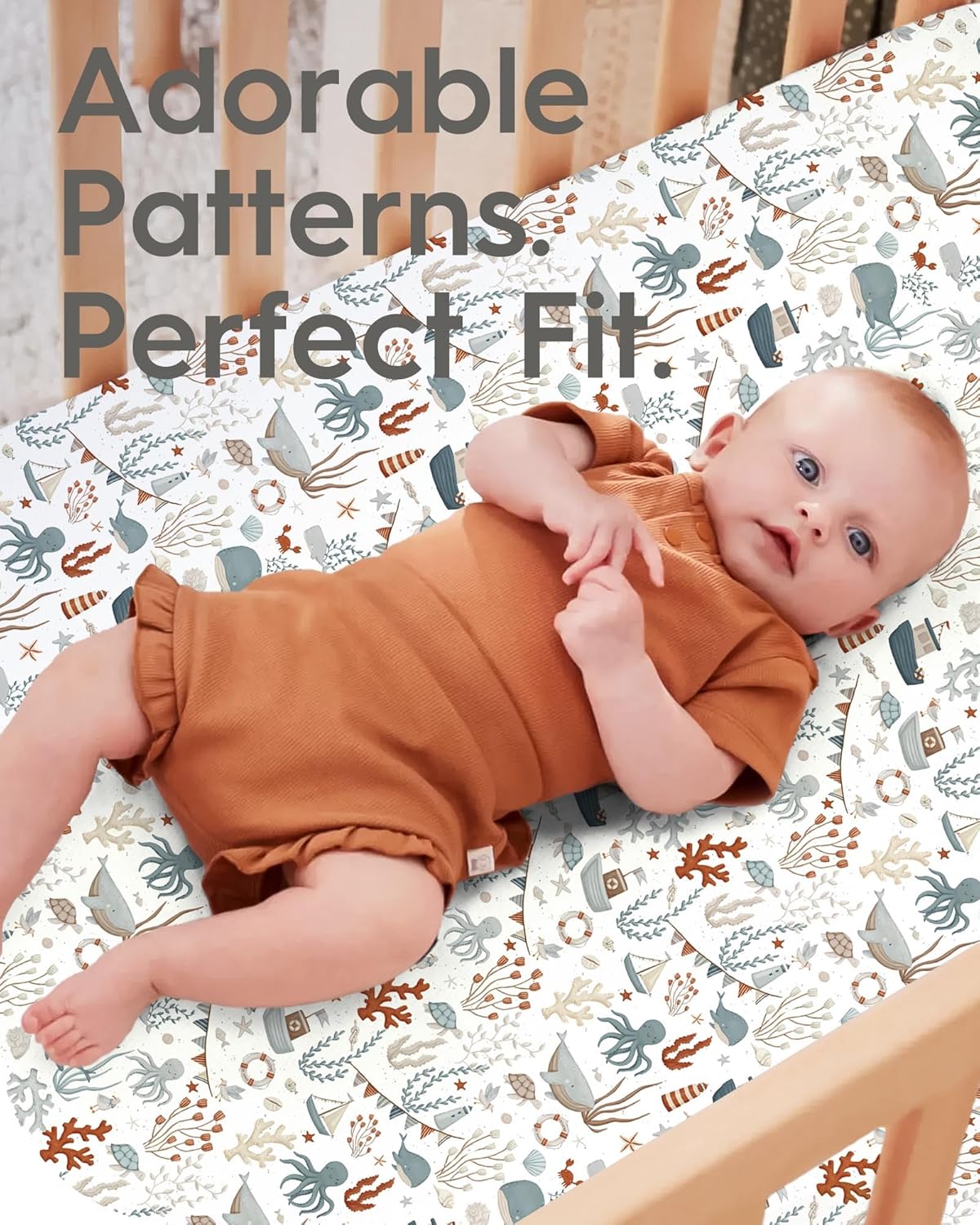 Baby Crib Sheets Boy Girl for Standard Crib Mattress - Ultra Soft Jersey Knit Neutral Crib Mattress Sheet, Safe and Snug, Durable, Stylish Crib Sheet Fitted, 28''x52''x9'' Extra Deep Pocket