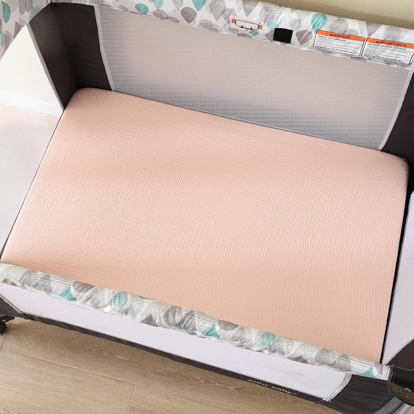 david's kids Muslin Mini Crib Sheets, 2 Pack Cotton Pack N Play Sheets for Boys Girls Neutral, Soft Breathable Baby Sheets Fit Pack N Play, Playard and Mini Crib Mattresses, Rainbow