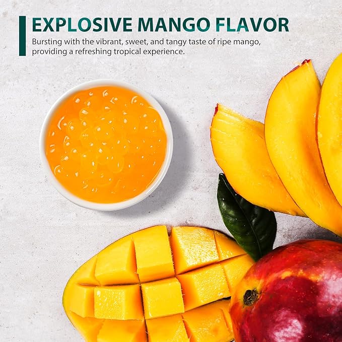 Soeos Mango Popping Boba Pearls 6.6 Pounds, Bursting Boba Pearls for Bubble Tea, Beverages, Shakes, Desserts, Smoothie and Ice Cream Topping