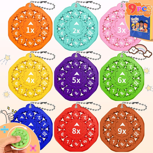 9PCS New Math Fidget Spinners,Interactive Math Gmaes Fidget Toys for Kids,Early Education Math Facts Fidget Spinners Gmaes to Relieve Stress and Fun Learning（Multiplication & Division）