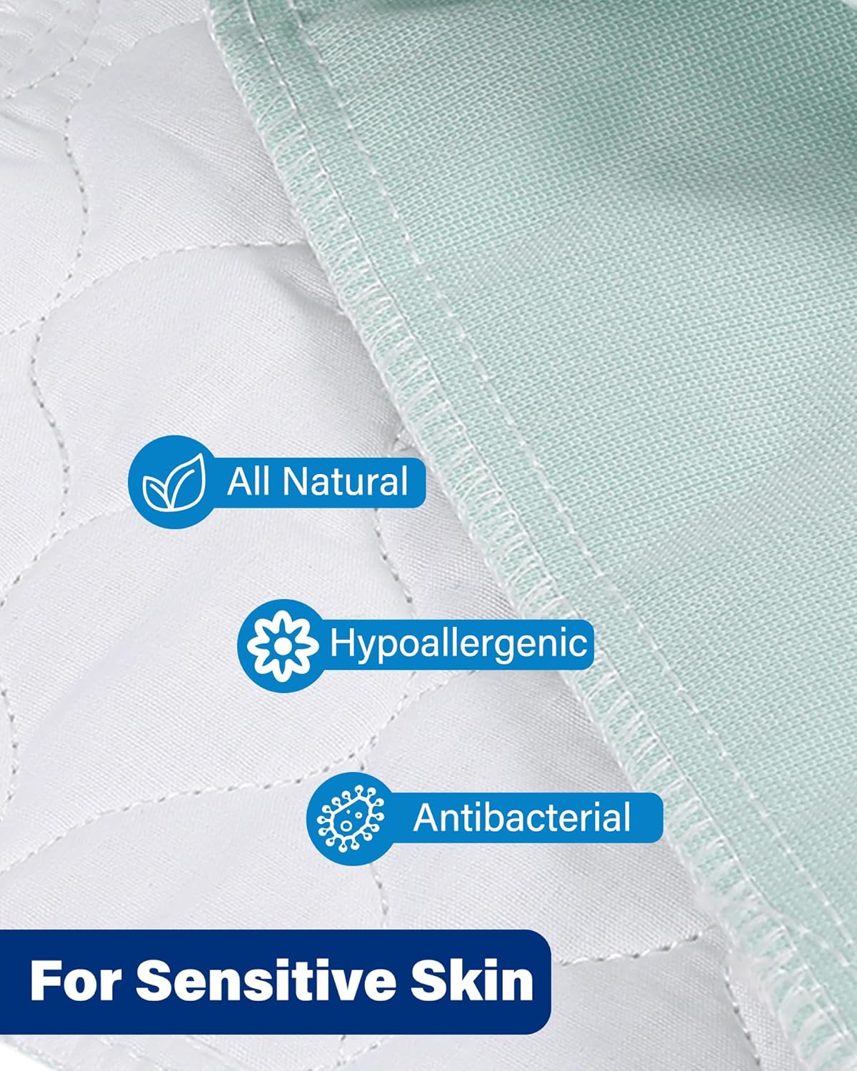 Washable Waterproof Incontinence Bed Pads - 24 x 34 Inch Reusable Underpad Sheet for Chair, Sofa and Mattress Protectors Pack of 3