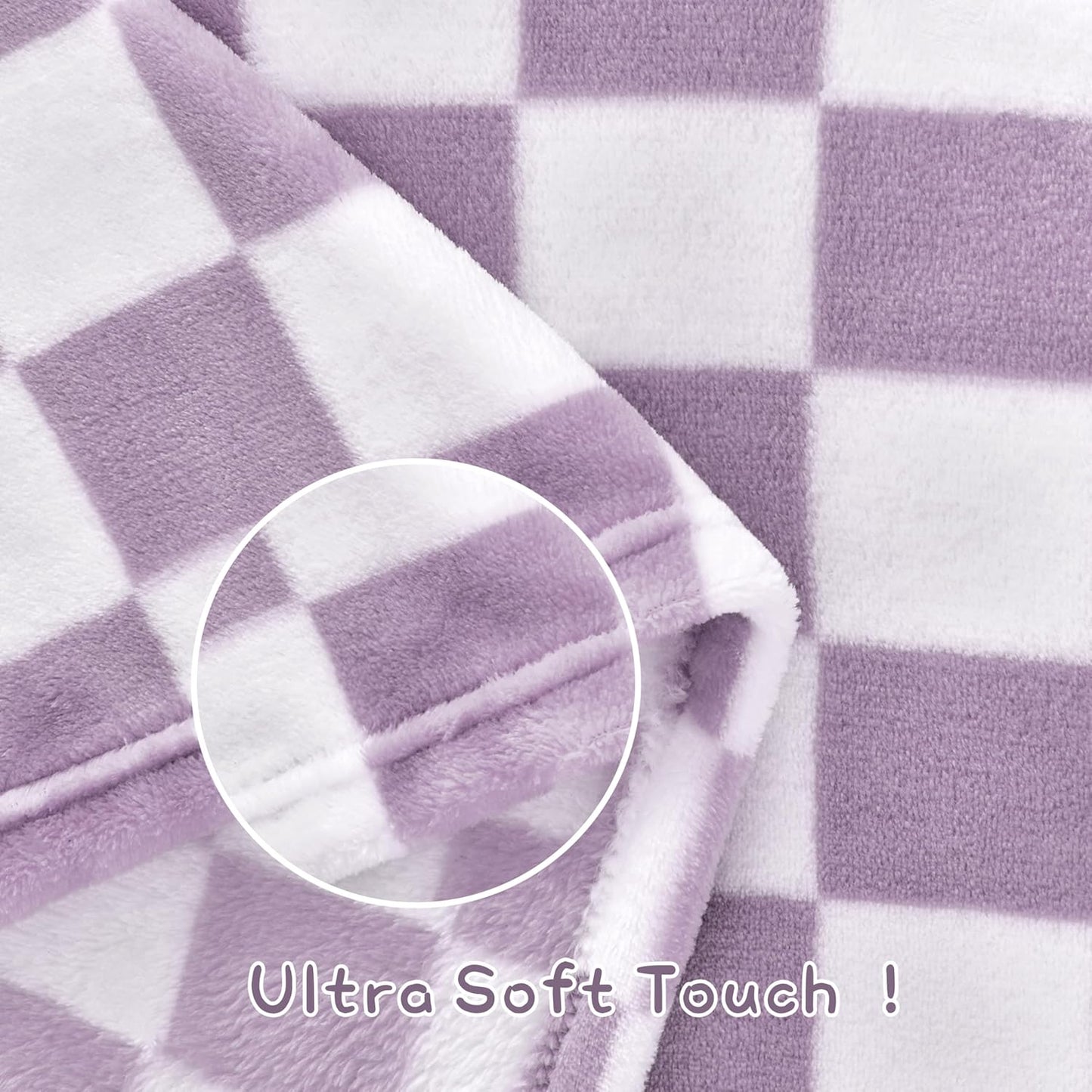 Yurhap Checkered Baby Blanket Fleece Baby Blankets for Girls, Ultra Soft Cozy Fluffy Infant Toddler Newborn Receiving Blankets for Crib Stroller, 30''x40'', Purple