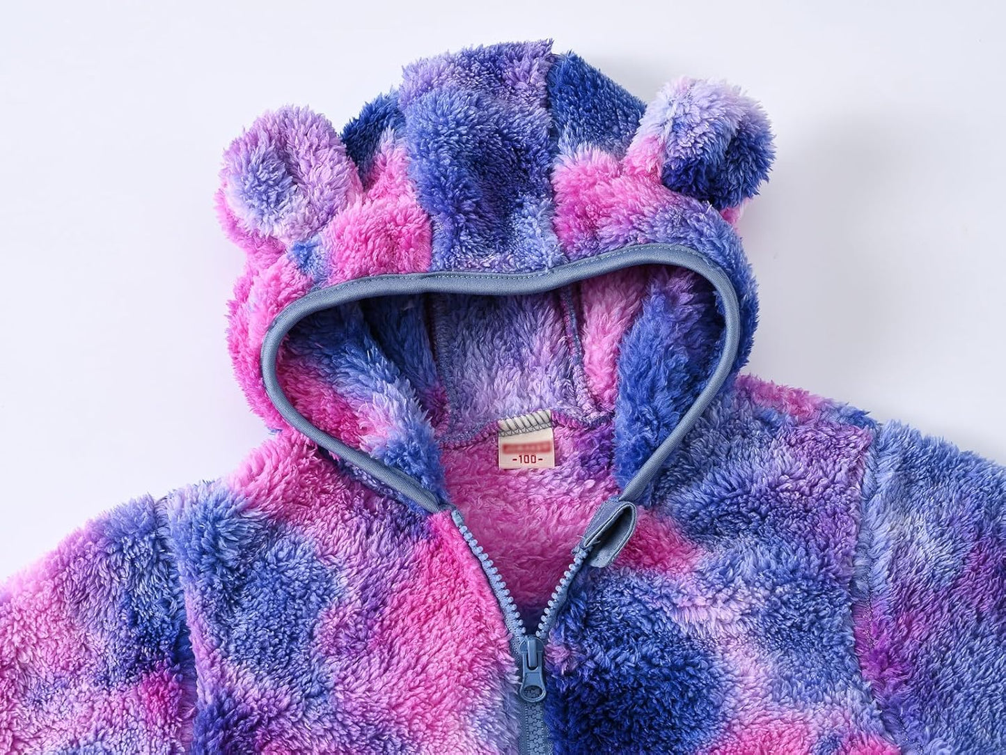 AIWUHE Toddler Boys Girls Hooded Jacket Fleece Hoodie Winter Warm Solid Color Teddy Coat Zip-up Bear Ear Sweater Fall Clothes