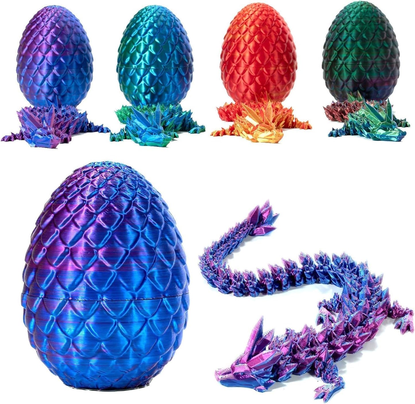 Executive Desk Toys Easter Egg, 3D Printed Dragon, 3D Dragon Eggs with Dragon Inside, Dragon Toy Dragon Egg Fidget Toy, Fidget Toys for Autism/ADHD (Laser Purple)