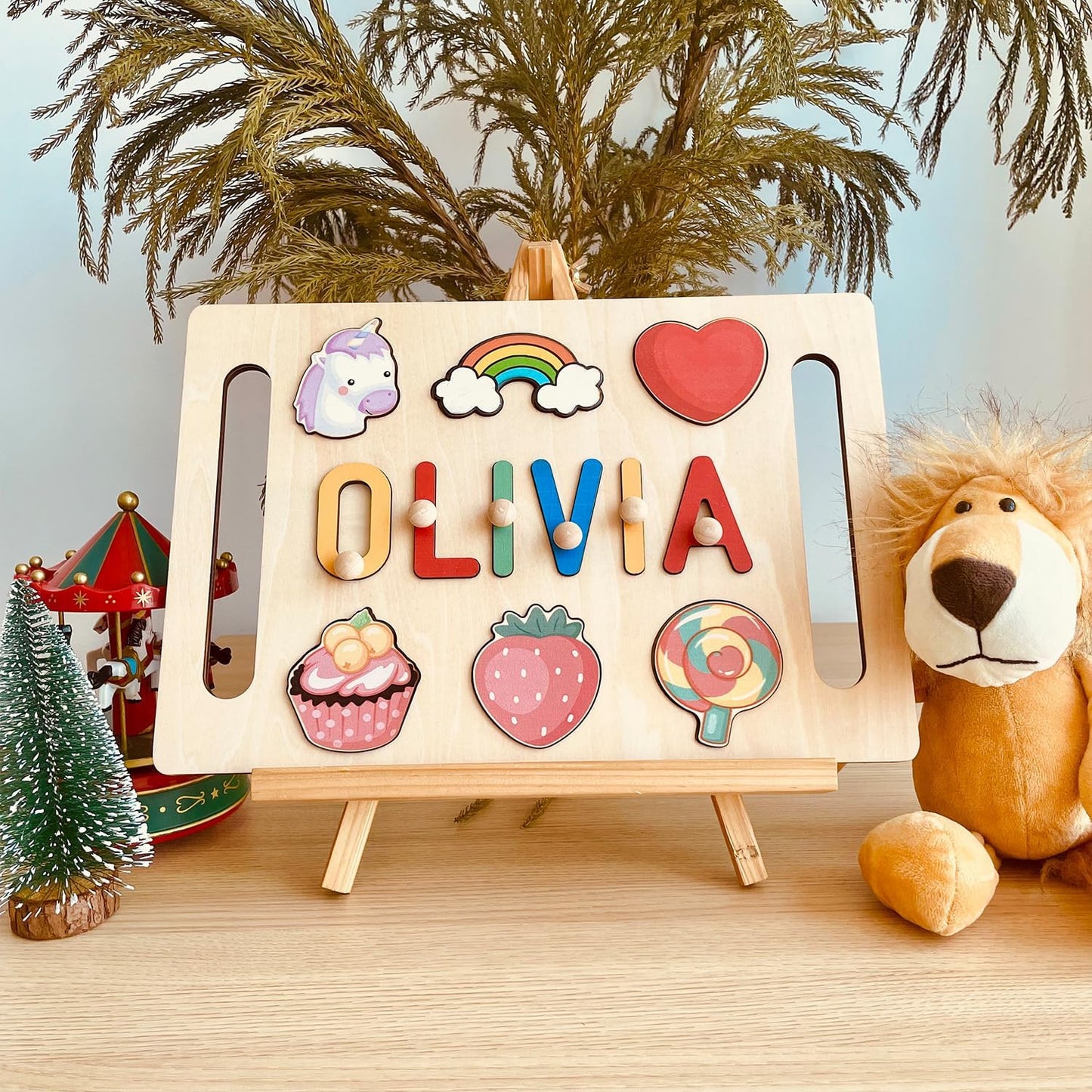 Newly Upgraded Personalized Name Puzzle for Kids, Custom Name Puzzle Personalized Baby Gifts 1st Birthday for Boys Girls Montessori Toys Nursery Decor Toddler Educational Toys