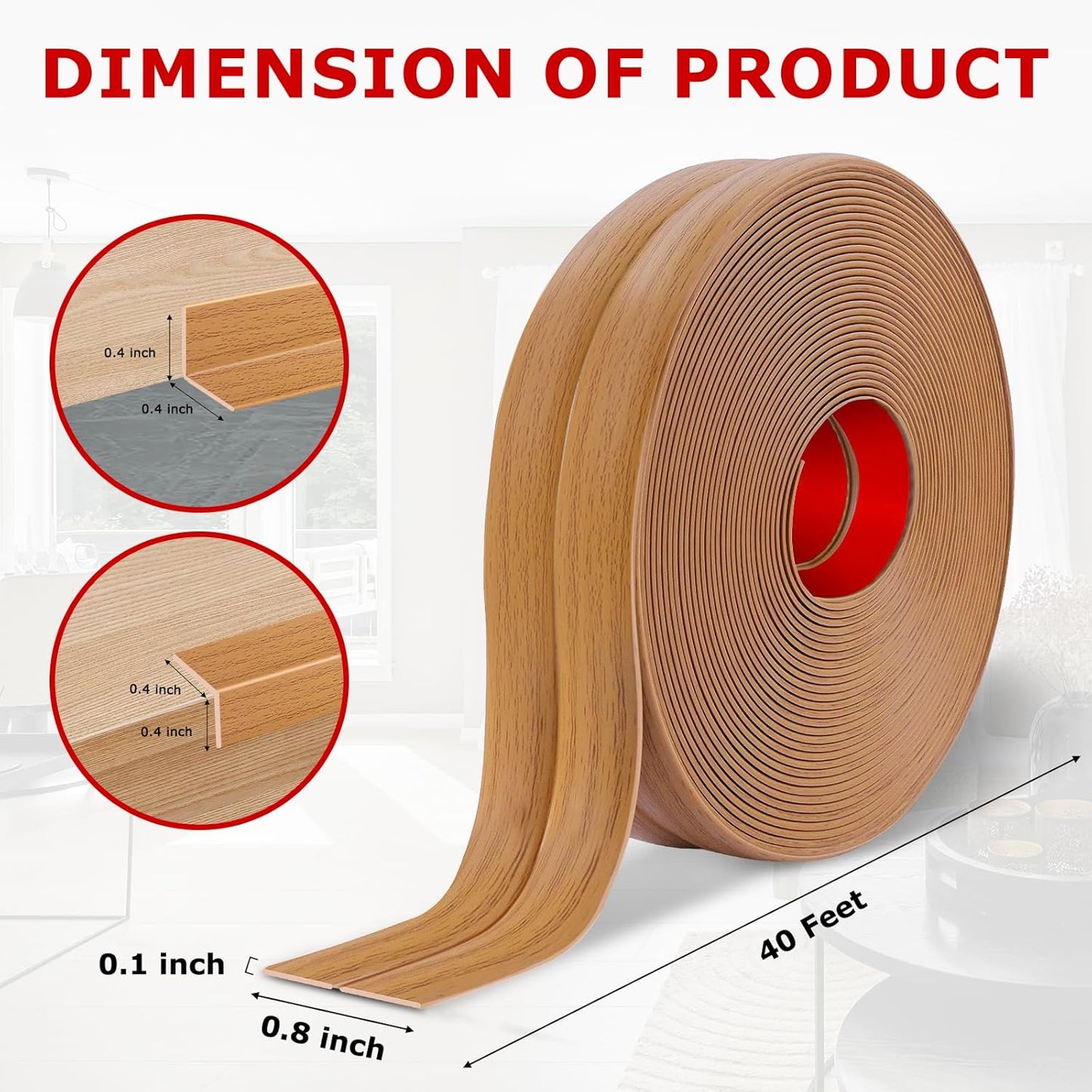 Flexible Wall Corner Protector Moulding Trim Peel and Stick Wall Corner Guards Edge Protector Self Adhesive Molding Trim Strip for Edge Ceiling (Light Brown Wood Grain, 0.8 in x 40 Ft)
