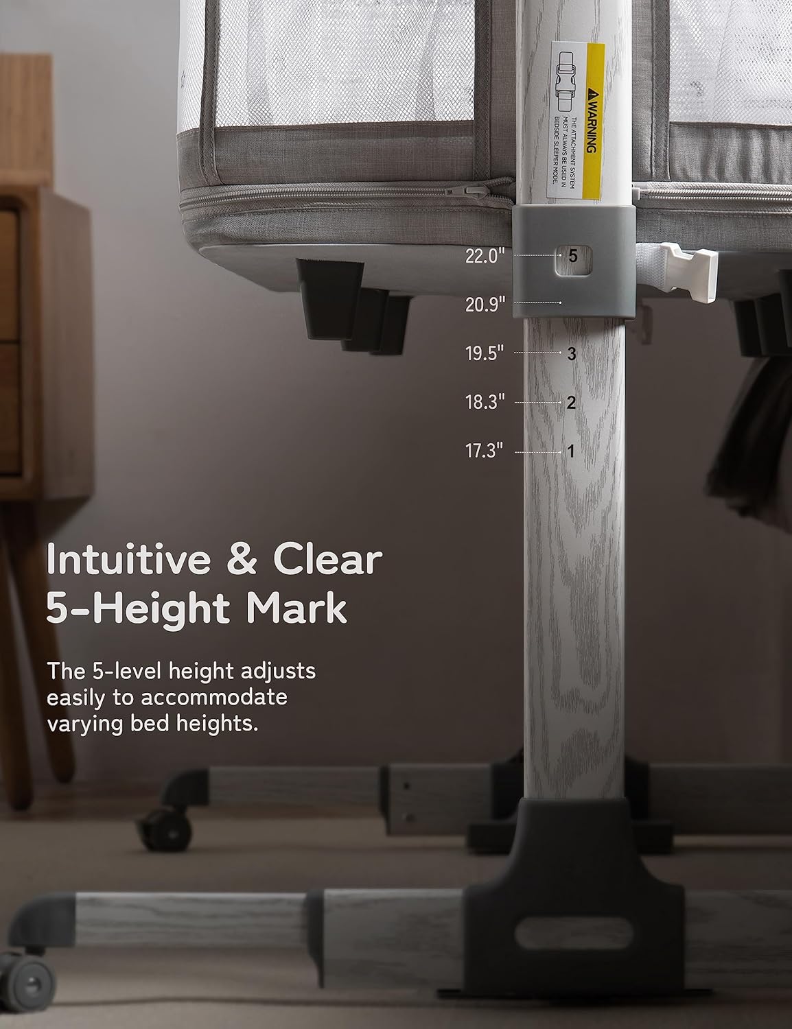 besrey 5 in 1 Baby Bassinet Bedside Sleeper, Playpen with Bassinet & Baby Cradle, Adjustable Bedside Crib for Newborn Infant with Mobile Toy Hanger, Hanging Diaper Bag, Mosquito Net, Mattress