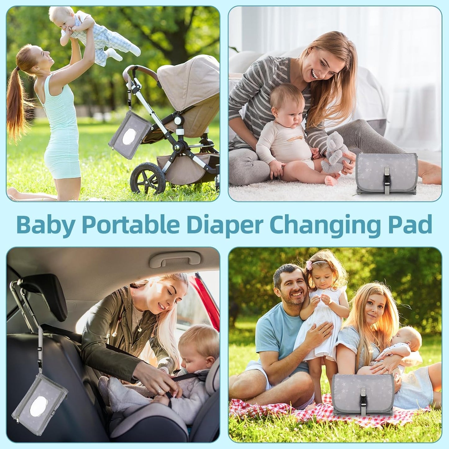 Portable Baby Diaper Changing Pad with Wipe Dispenser and Waste Bag Dispenser Detachable Diaper Changing Travel Bag with Waterproof Changing Mat Well Organized for Changing Kits