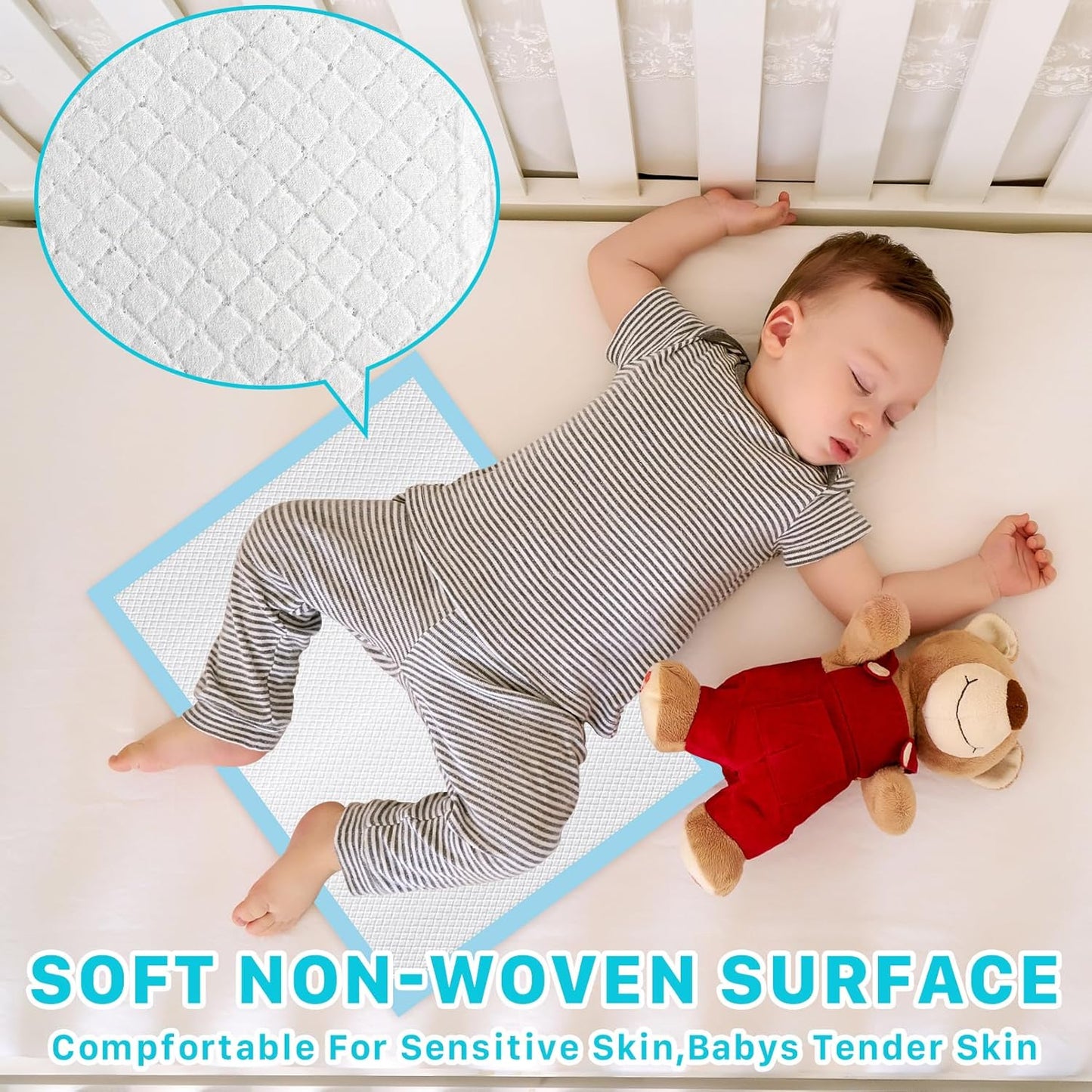 100 Pack Disposable Changing Pad,High Absorbent Diaper Changing Pads,Waterproof Leak Proof Baby Disposable Underpads,Breathable Incontinence Changing Pad for Adult Child Baby Pets,13X18inch