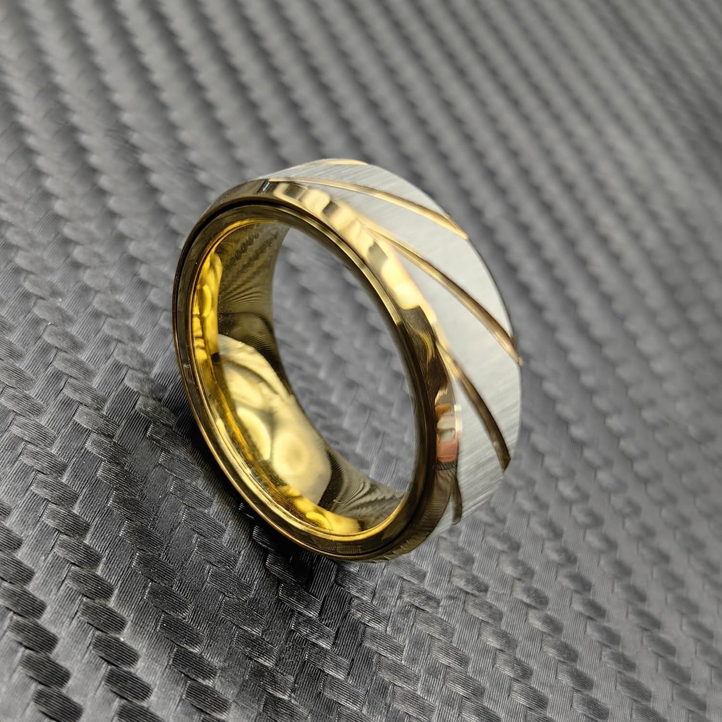 EDC Fidget Slider Fidget Toy Adult Stress Relief Metal Ratchet Ring Jewelry ADHD Recreational Fidget Toy Tactile Coin (Golden, 8)