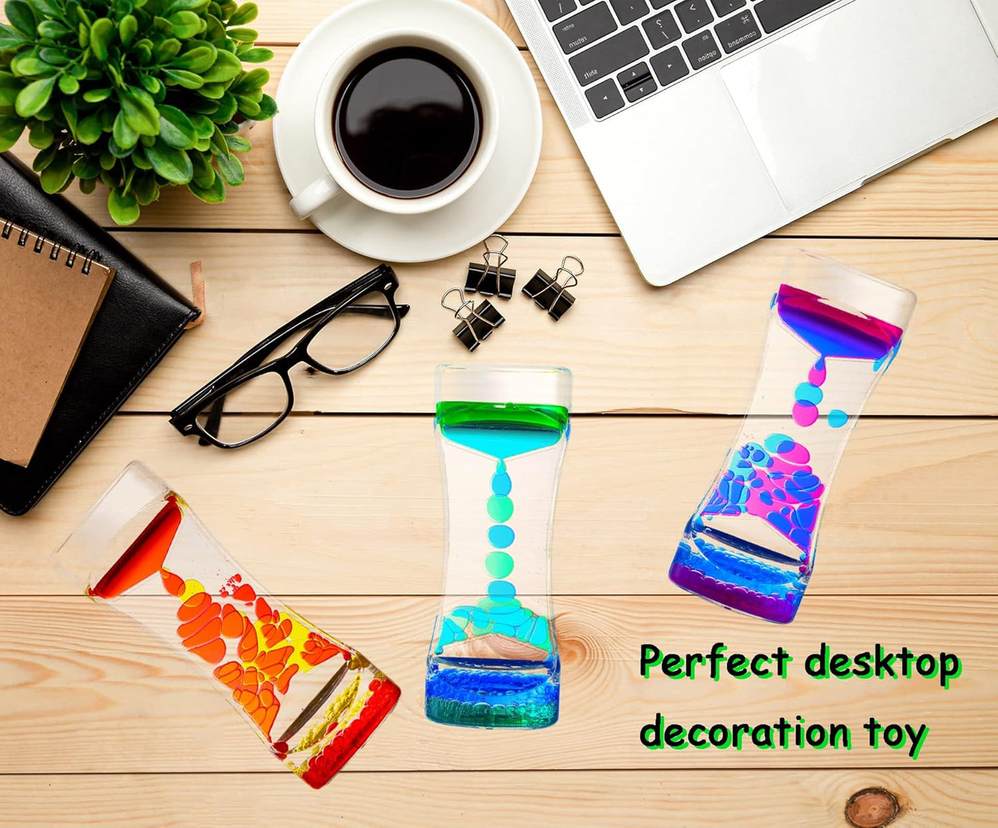 Liquid Motion Bubbler for Kids and Adults,3 Pack Water Timer Fidget Toy,Relaxing Oil Desk Décor,ADHD Autism Anxiety Stress Management Sensory Play Hourglass,Christmas Stocking Filler Gift