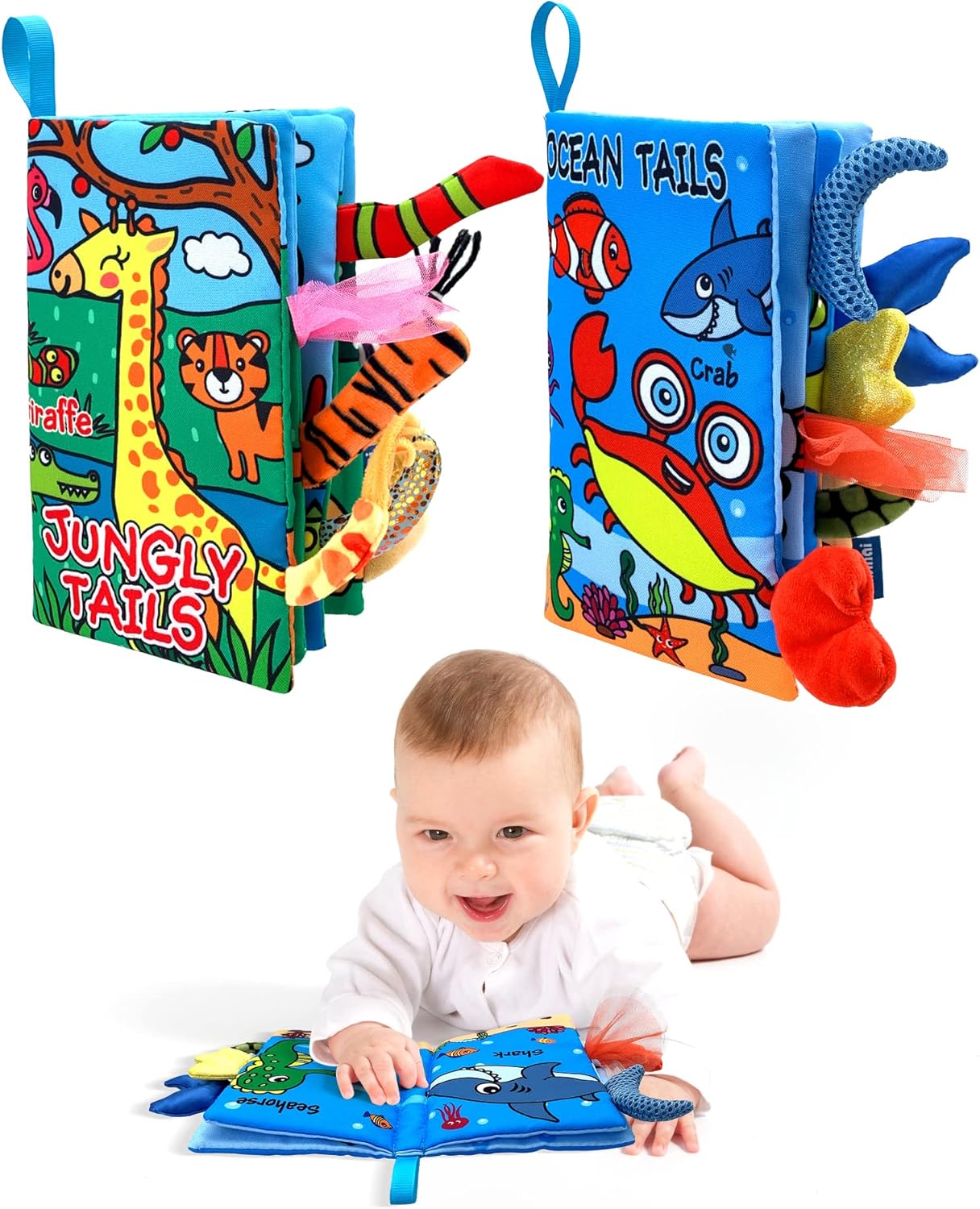 Baby Cloth Books 2PCS High Contrast Sensory Crinkle Book for Babies Tummy Time Early Learning Infant Toys for 0-18 Months