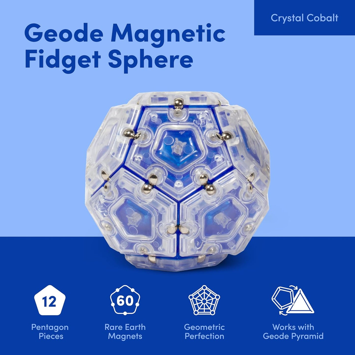 Speks Geode Sphere Magnetic Fidget Toy for Adults | Quiet Adult Sensory Toy for Stress Relief & Anxiety, Office Desk Toy & Top Gadget Gift Idea | Cobalt, 12-Piece Set