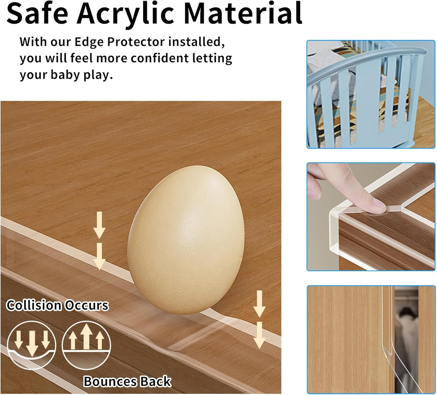 0.8 in x 13.12 FT,Edge Corner Protector Baby Proofing,Soft Clear Furniture Table Corner Guard & Edge Safety Cabinet Door Bumper,Crib Bumpers,Window Sill Protector,Wall Protector