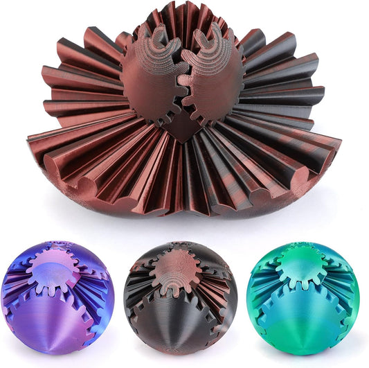 Gear Ball - 3D Printed Gear Ball Spin Ball or Cube Fidget Toy, Gear Sphere, Gear Ball Gearball Fidget Toy, Stress Ball, GearSphere Desk Toy, Fidget Ball, Gear Toy for Stress and Anxiety Relaxing