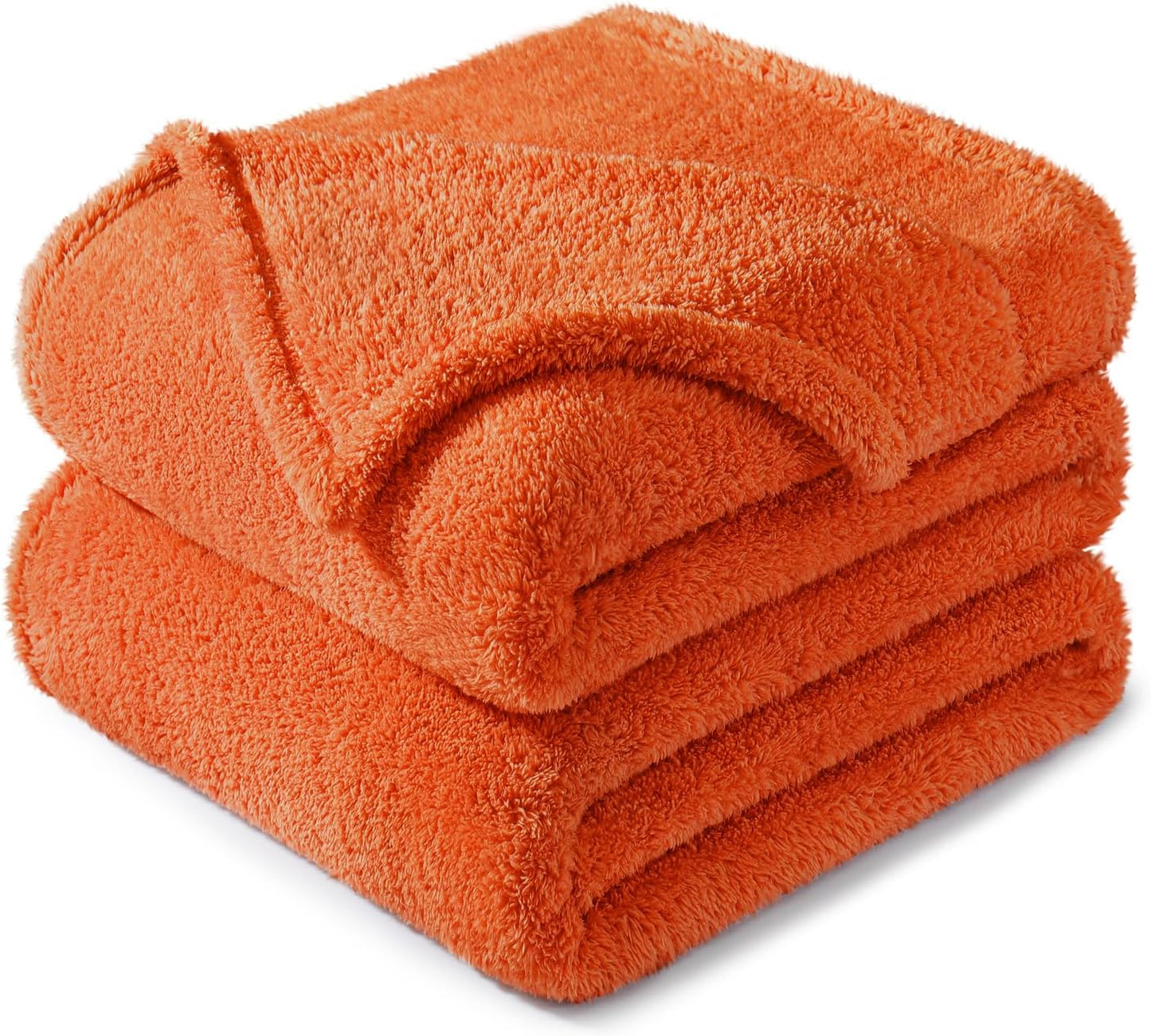 Exclusivo Mezcla Twin Size Flannel Fleece Blanket, Super Soft Velvet Plush Bed Blanket, Fuzzy Cozy and Warm for All Seasons, 60x80 Inches, Burnt Orange