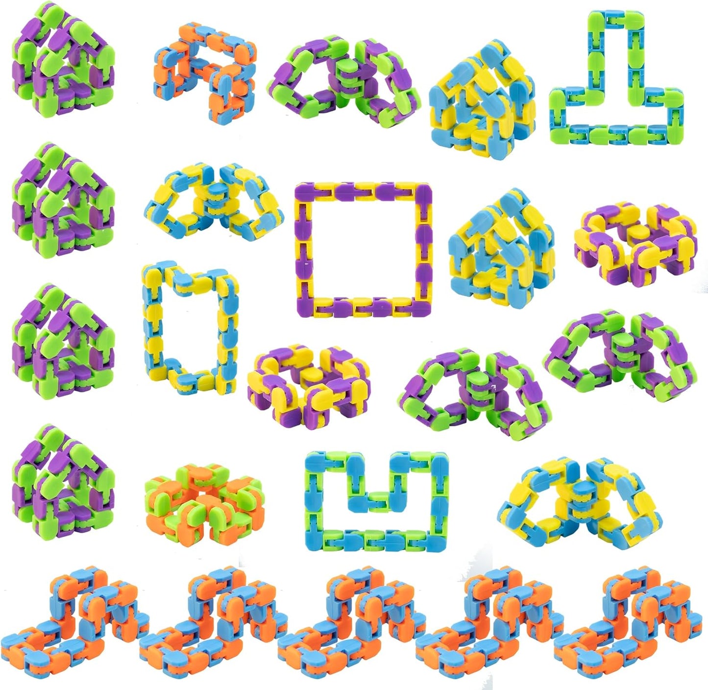 Ganowo 6 Pack Wacky Tracks - Snap Click Fidget Toys for Kids Adults ADHD Finger Sensory Autism Stress Relief