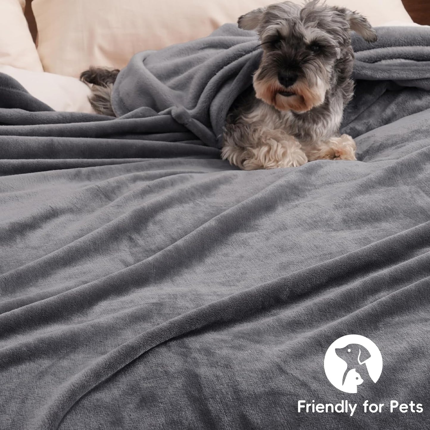 PHF Ultra Soft Fleece Blanket King Size, No Shed No Pilling Luxury Plush Cozy 300GSM Lightweight Blanket for Bed, Couch, Chair, Sofa Suitable for All Season, 108" x 90", Grey