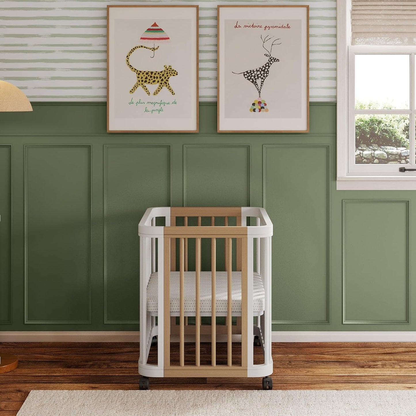 Nurture& The Crib - Baby, Toddler Convertible Crib | Sustainable Non-Toxic Materials | 3 Adjustable Heights - Grows with Your Baby (Classic, White)