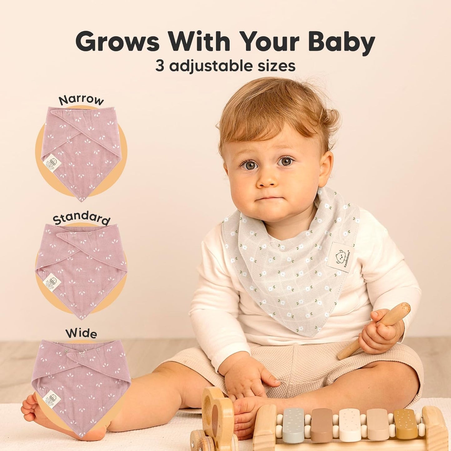 8-Pack Muslin Baby Bibs for Boys, Girls - Muslin Bandana Drool Bibs for Baby Girl & Boy, Drooling Newborn, Teething Toddler, Infant 0-36 Months, 100% Cotton Extra Absorbent & Soft(Wild Bloom)