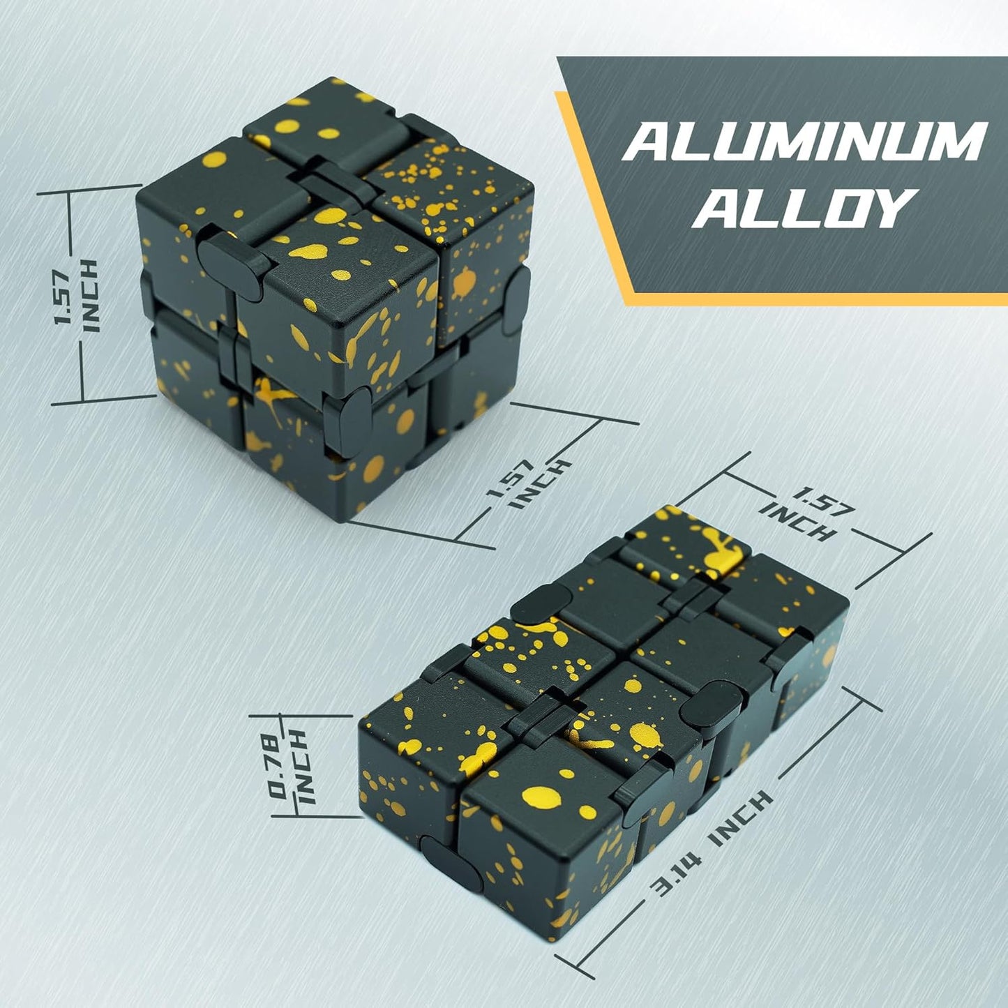 Fidget Infinity Cube, Quite Fidget Toys Anxiety Relife Items Fidgets for Adults, Fidget Sensory Toys for Teens Kids, Classroom Prizes (Black Yellow)