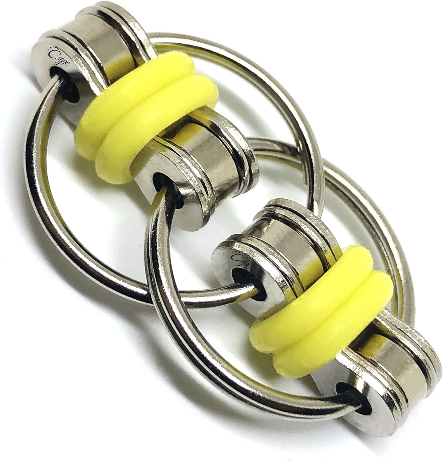 Fidget Toys Flippy Roller Chain - Stress Relief Perfect for ADHD, ADD, Anxiety in Classroom, Office, School, Work for Students, Teens, Adults Stocking Stuffers Gifts (3 Piece) (Yellow)