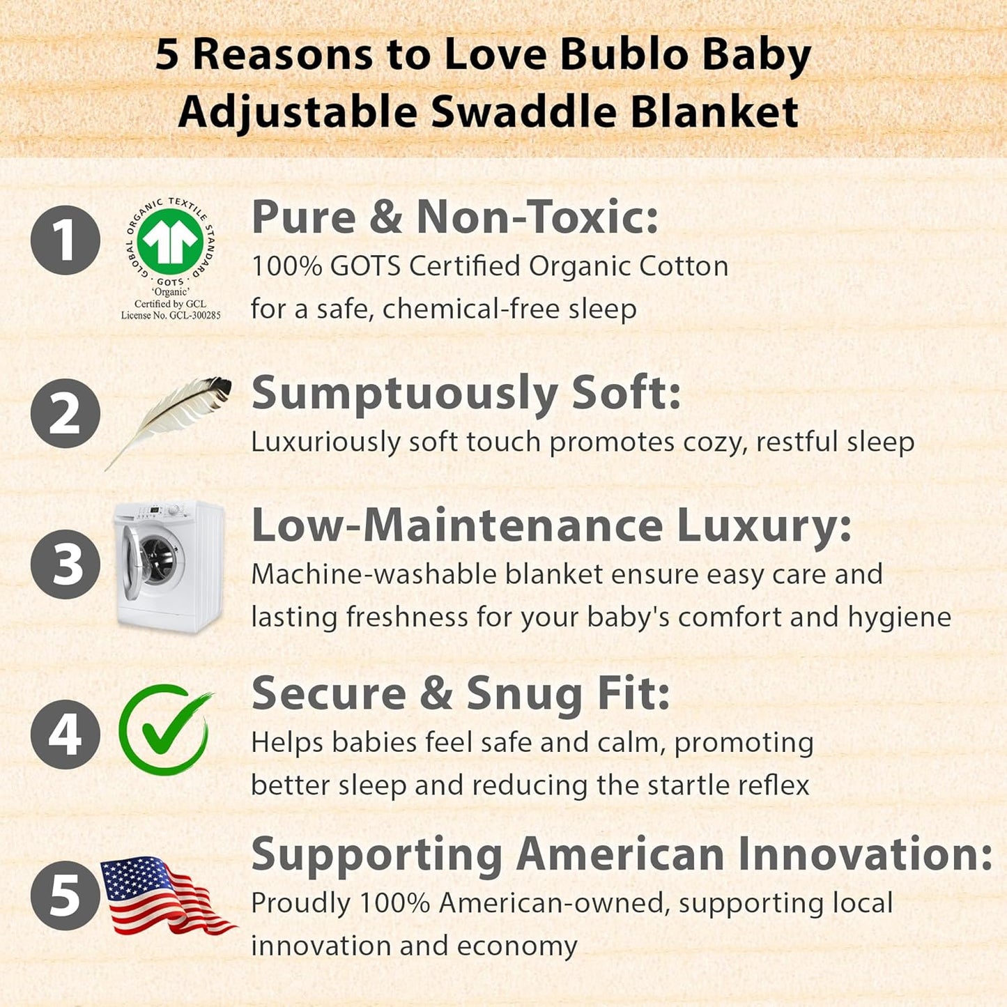 Bublo Baby Swaddles for Newborns – 3-Pack Infant Swaddles 0-3 Months – Adjustable Swaddle Sleep Sack – Soft Organic Cotton Baby Wrap for Safe & Cozy Sleep (Solid Grey)