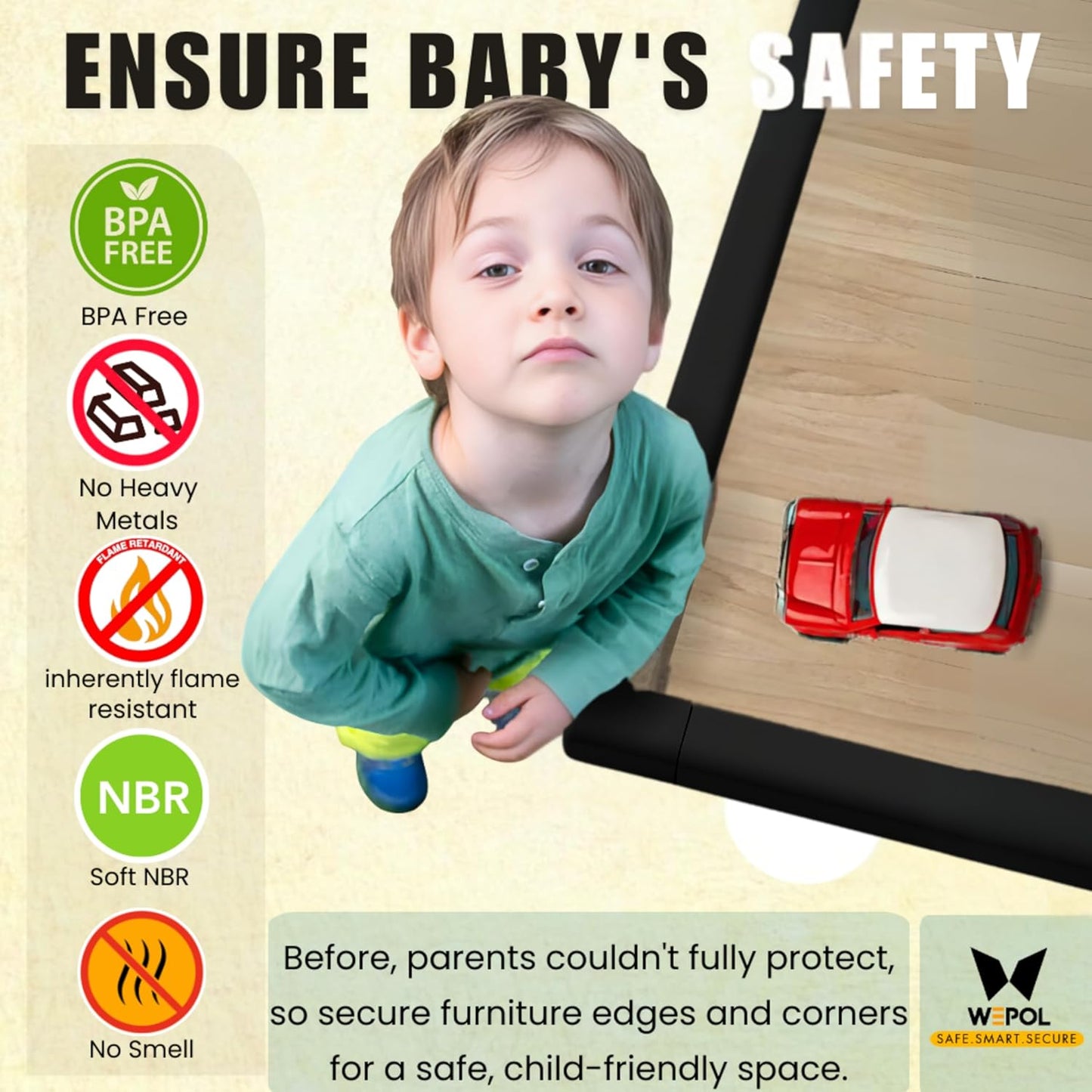 Table Edge Protector for Baby Proofing (18ft Edge+8 Corners) Baby Proof Corners and Edges Guard, Soft NBR Rubber Foam 3M Adhesive, Furniture Corner & Edge Safety Bumpers for Table & Fireplace-Black