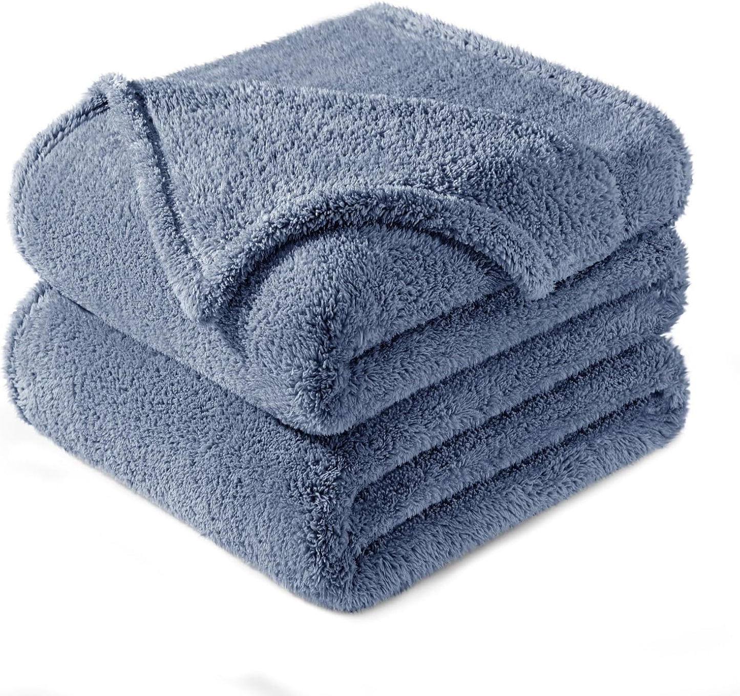 Exclusivo Mezcla Twin Size Flannel Fleece Blanket, Super Soft Velvet Plush Bed Blanket, Fuzzy Cozy and Warm for All Seasons, 60x80 Inches, Stone Blue