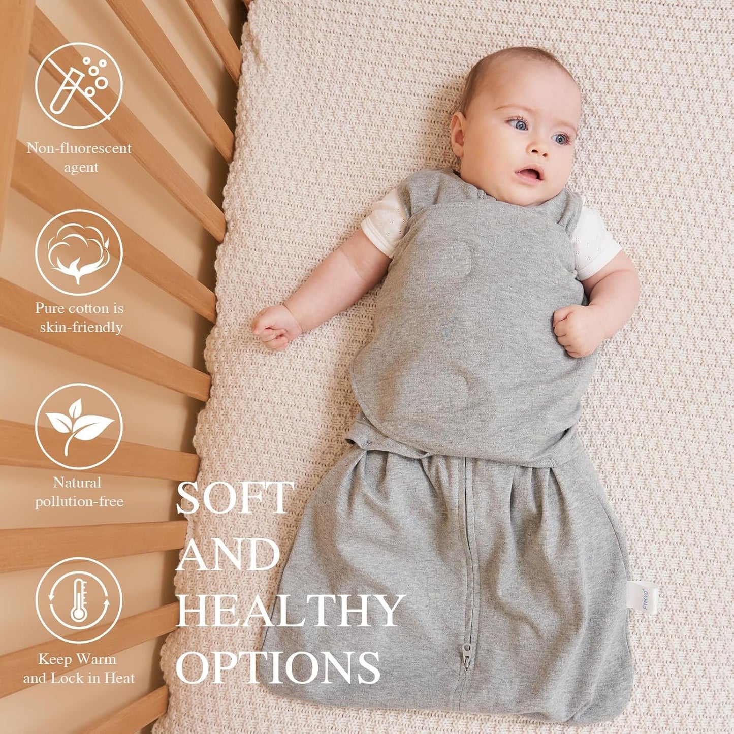 Swaddle-Blanket Baby Girl & Boy Swaddles Newborn Infant Transition 100% Cotton Wrap Blankets, 3-Way Adjustable Wearable Blanket, TOG 1.0 (Lamb, 3-6 Month)