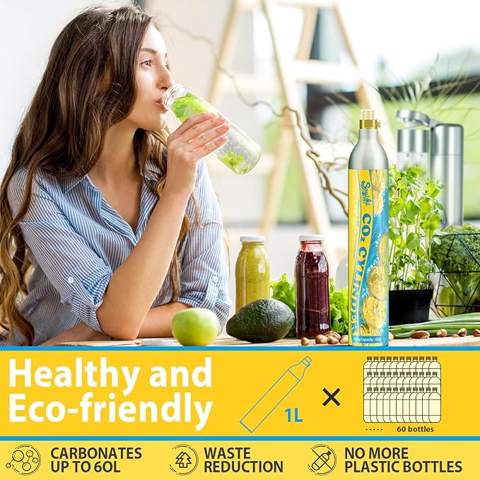 60L Co2 Cartridges Cylinder Compatible with All 'Screw-In' Soda Streaming Maker Co2 tanks 14.5oz Threaded CO2 Cartridge canister Sparkling Water Carbonates Set of 6