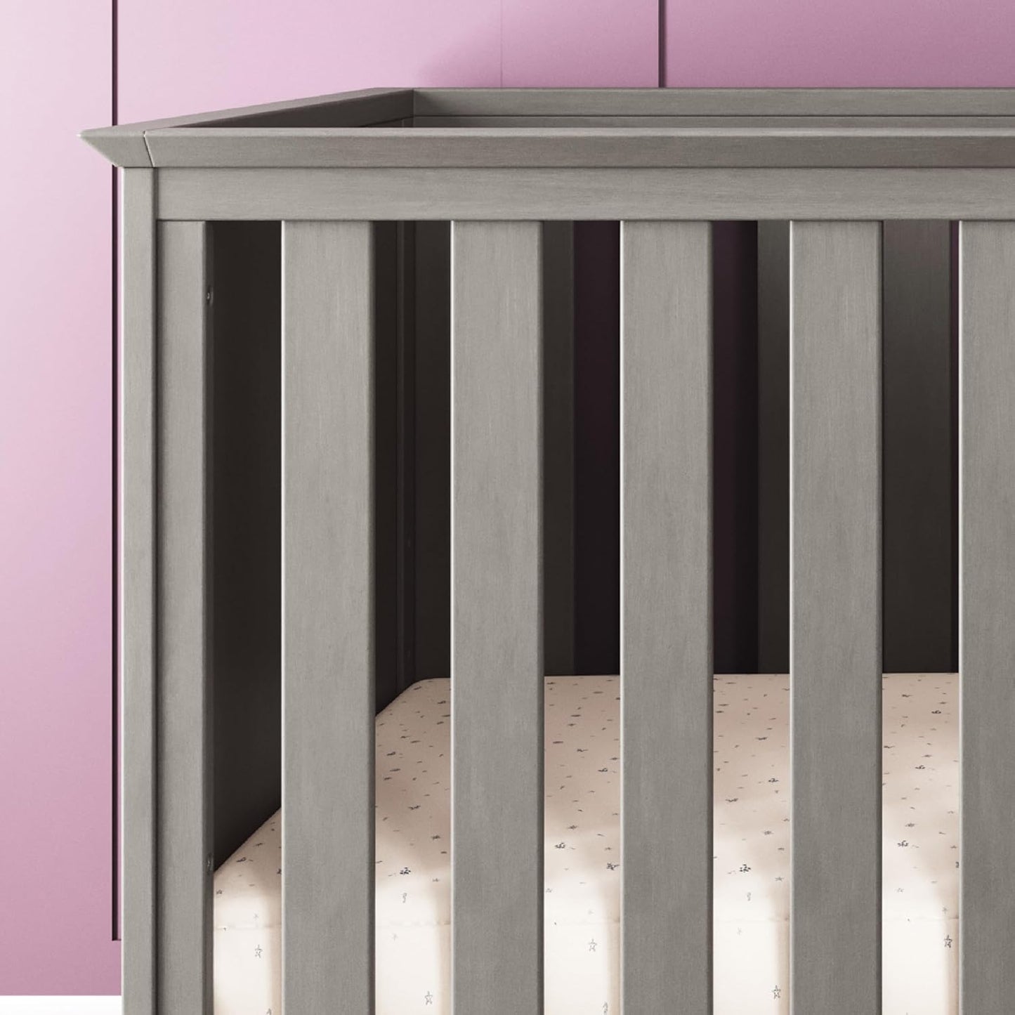 Child Craft Atwood 3-in-1 Convertible Crib, Baby Crib Converts to Day Bed, Toddler Bed, 3 Adjustable Mattress Positions, Non-Toxic, Baby Safe Finish (Lunar Gray)