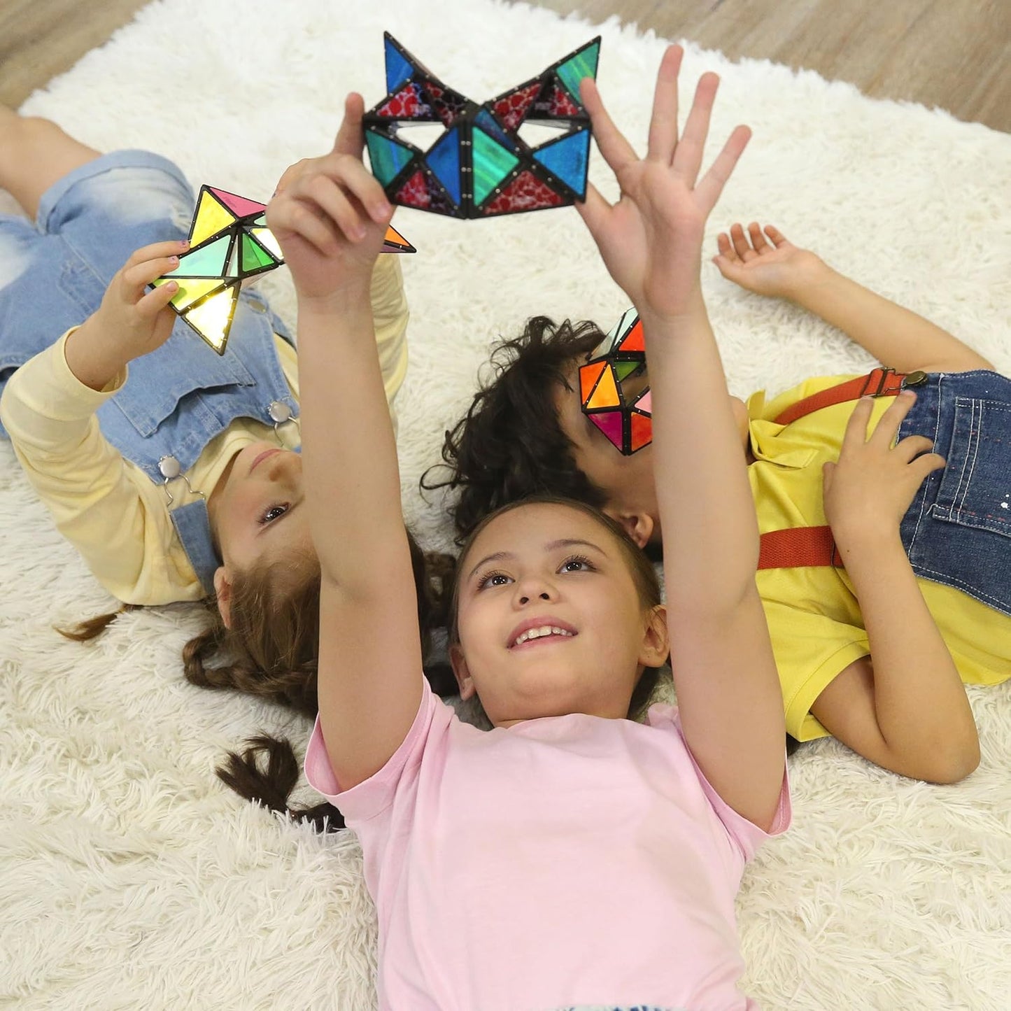 TOSY Magnet Pyramid Stone - 1 Cube Transforms into 1 Billion Shapes, 14 pcs (12 Puzzle pcs and 2 Accessories), 243 Rare Earth Magnets, Holographic Design Magnet Tiles Creative Puzzle STEM/STEAM Toy