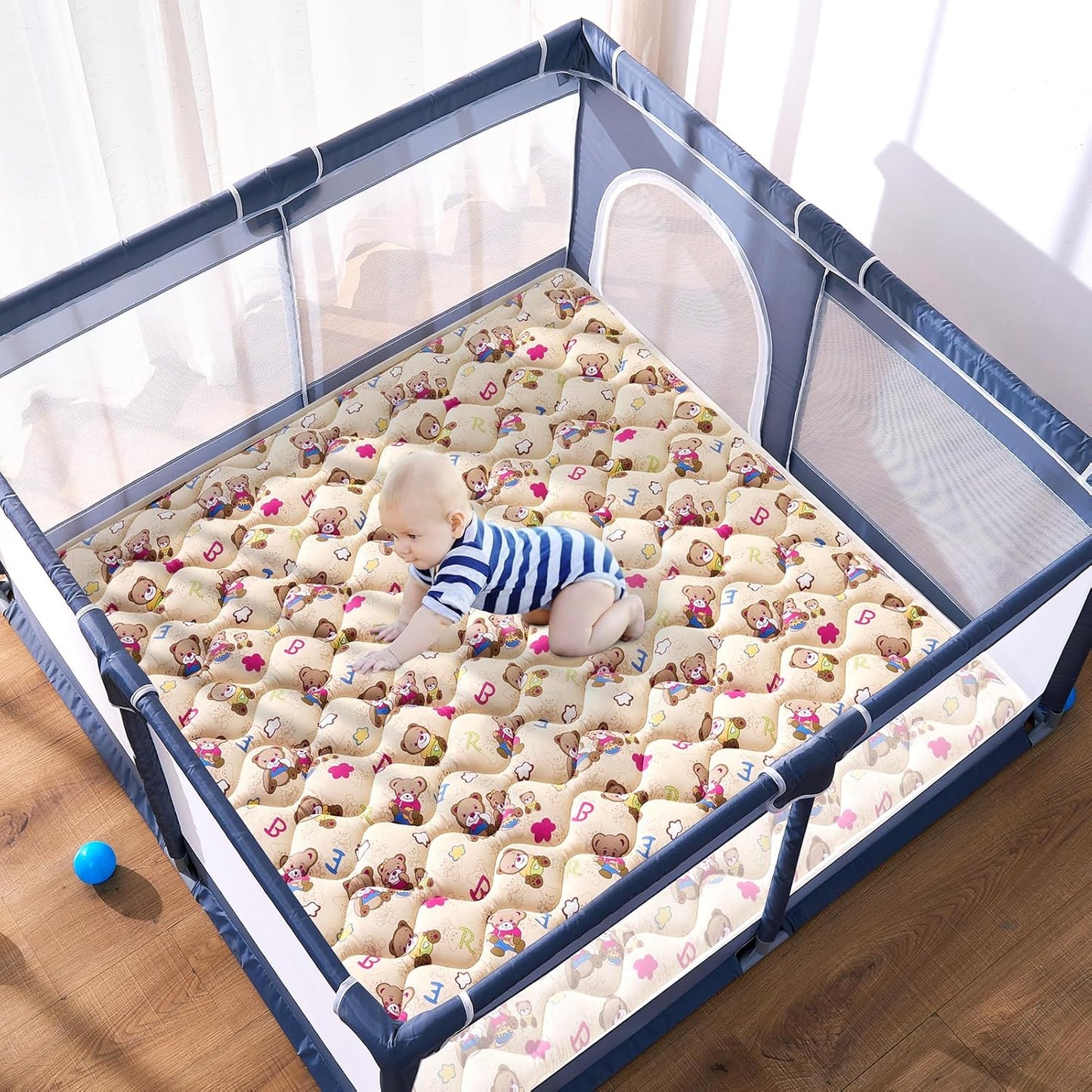 Vibe Bear High-Density Foam Baby Play Mat, 36x36 Inches Thicken One-Piece Comfortable and Soft Baby Playmat, Non Slip Washable Floor Mat for Infants, Toddlers