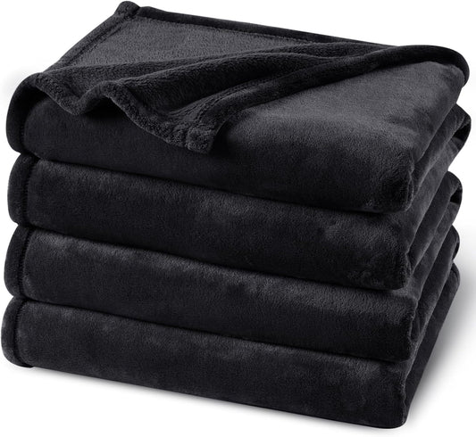 PHF Ultra Soft Fleece Blanket Twin Size, No Shed No Pilling Luxury Plush Cozy 300GSM Lightweight Blanket for Bed, Couch, Chair, Sofa Suitable for All Season, 66" x 90", Black
