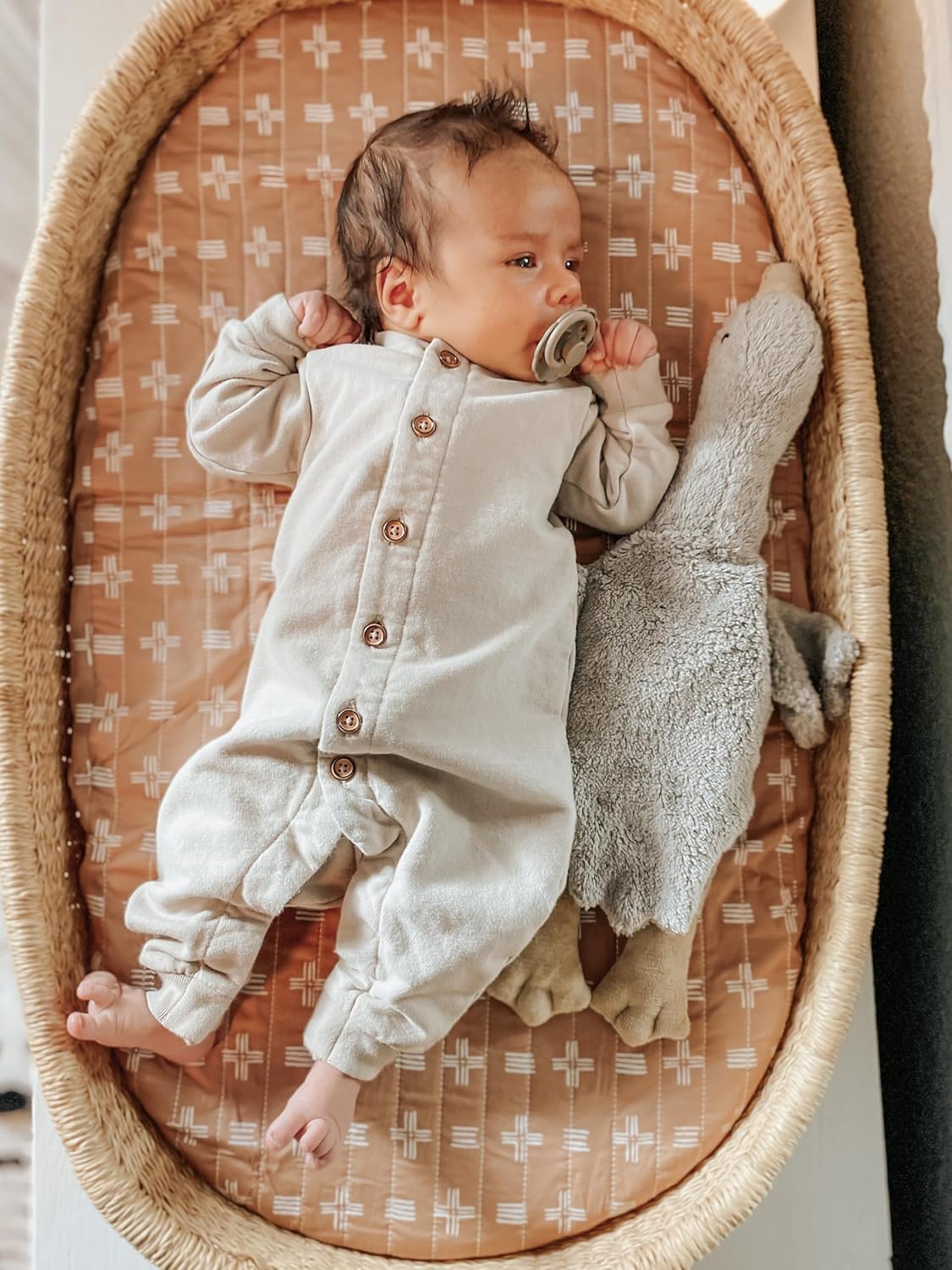 Crane Baby Stretchy Changing Pad Cover, Breathable Changing Pad Cover for Boys and Girls, Copper Dash, 16”w x 32”h