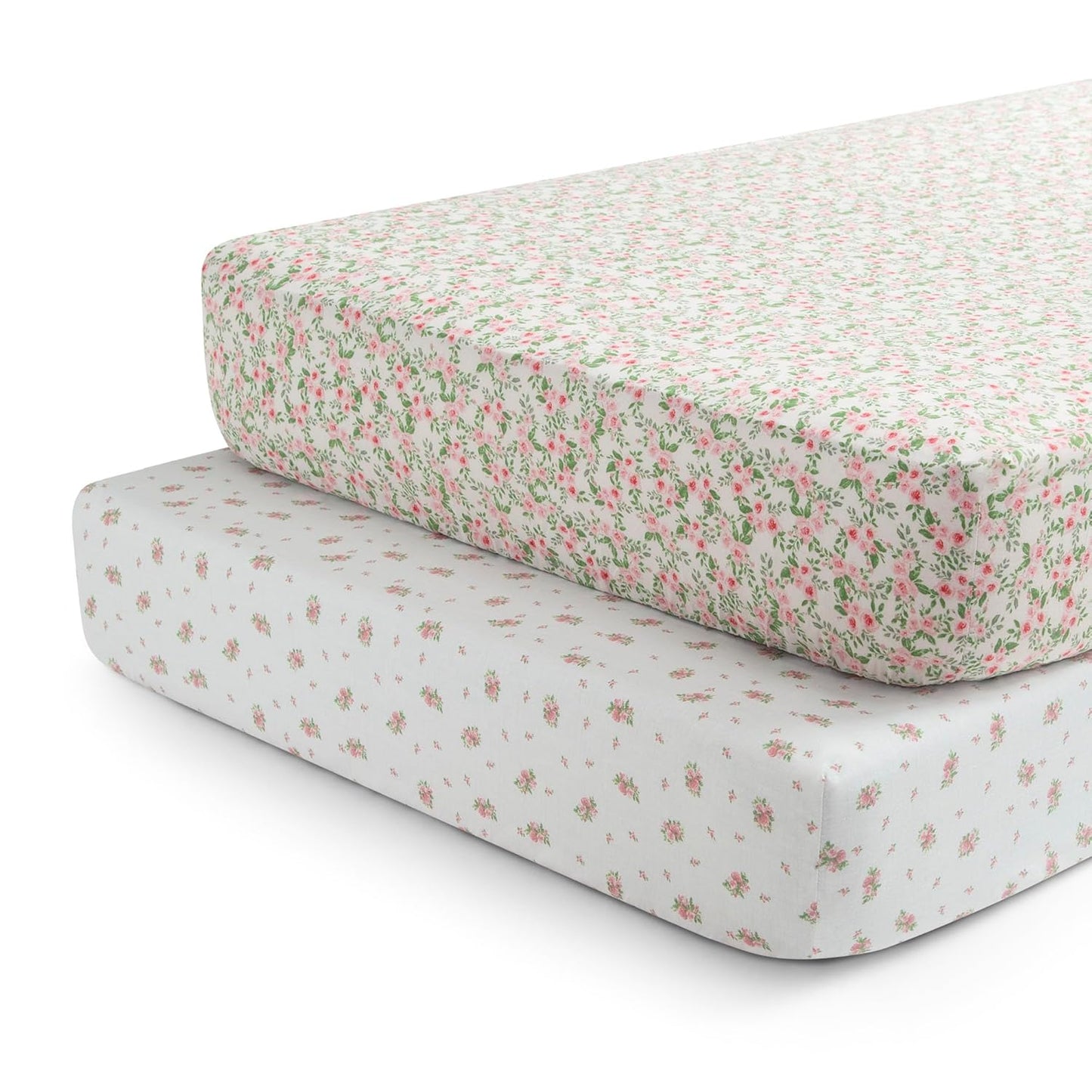 Delta Children Fitted Crib Sheets for Girls and Boys - Crib Sheet for Standard Crib and Toddler Mattresses - 28x52 Inch (Pack of 2), Pink Floral