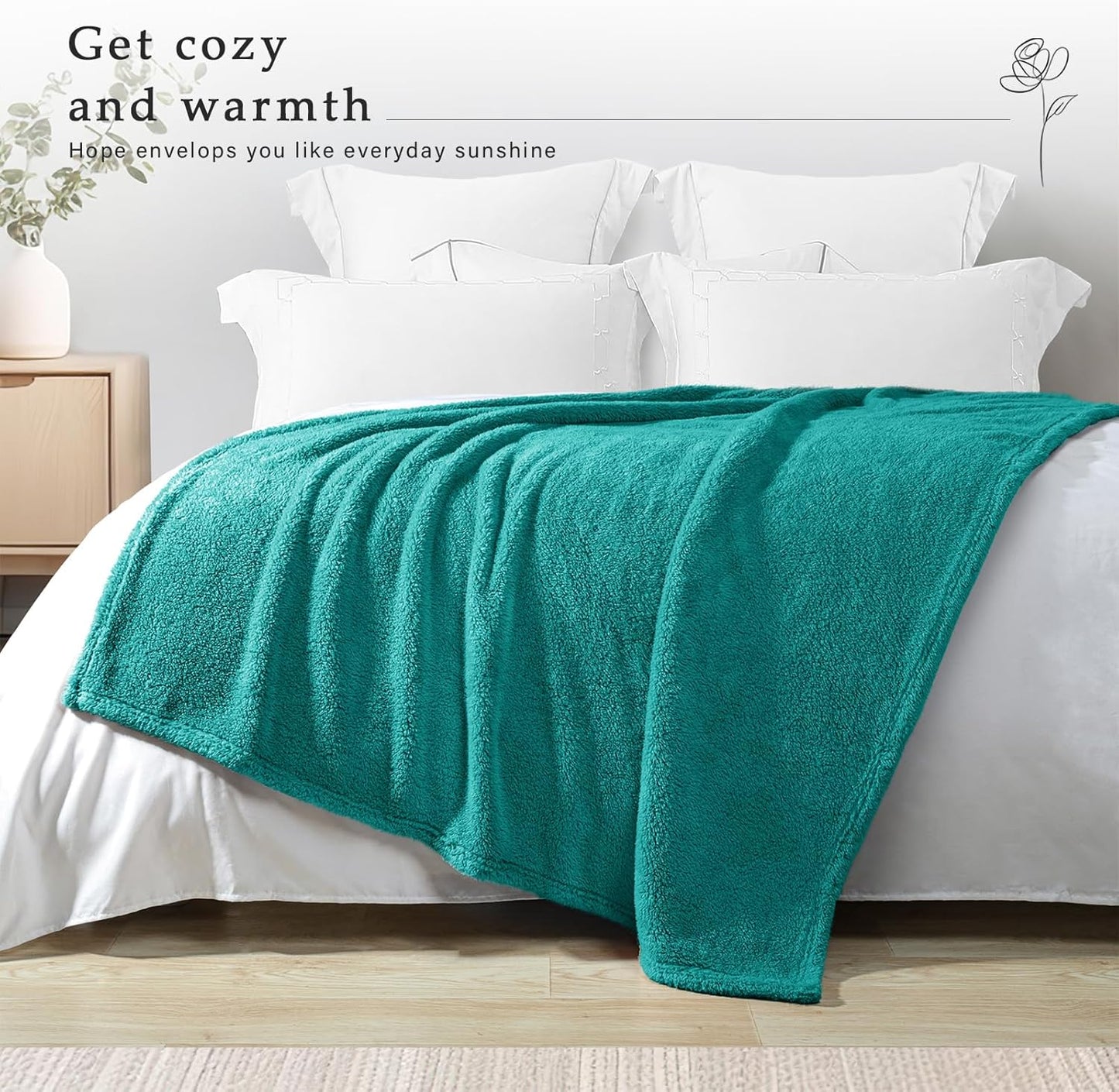 Exclusivo Mezcla Soft Fleece Throw Blanket for Couch, Super Soft Velvet Plush Bed Blanket, Fuzzy Cozy and Warm for All Seasons, 50x60 Inches, Teal