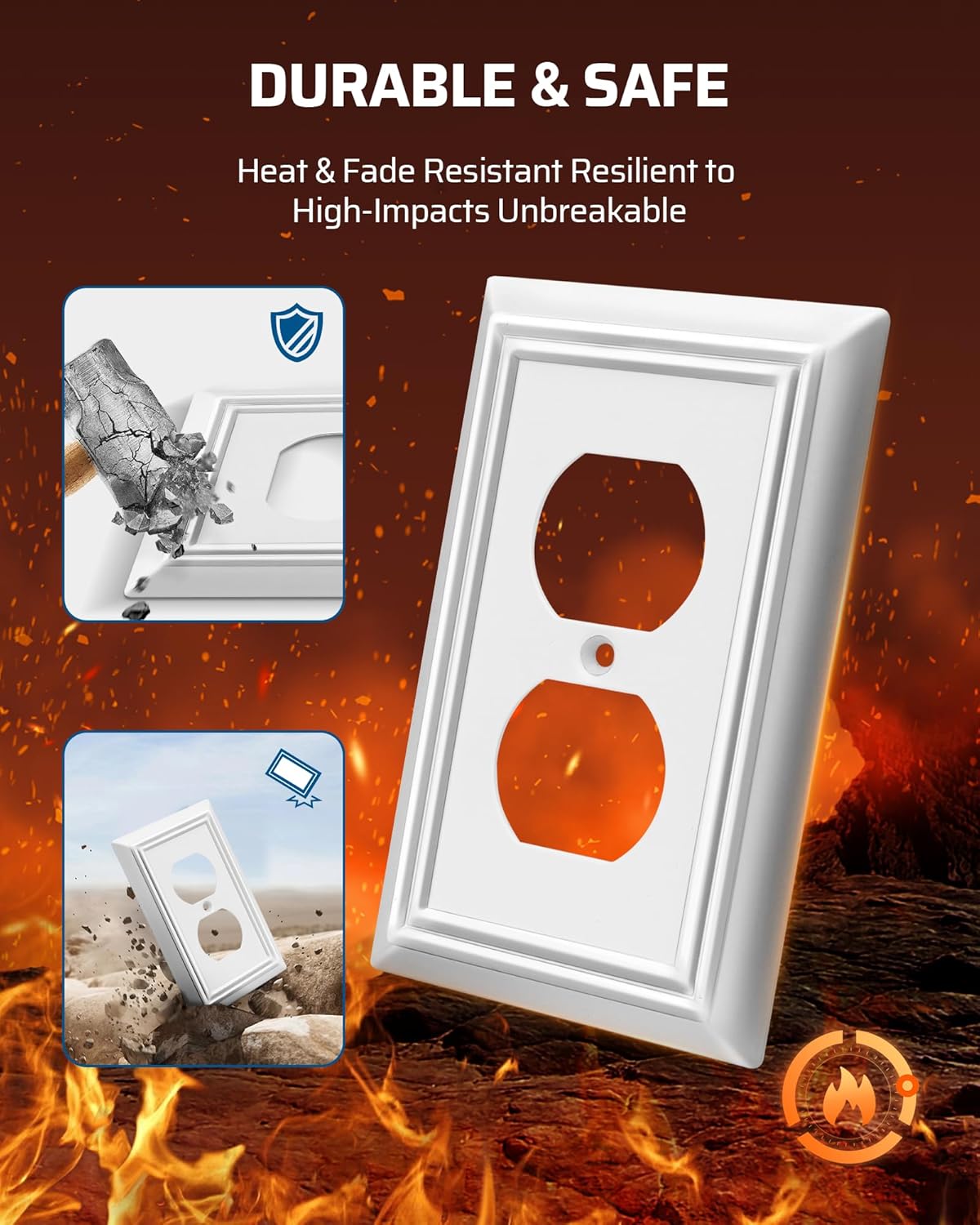 DEWENWILS Duplex Outlet Covers, White Outlet Wall Plates, 4.92" x 3.14" Light Switch Cover Plates, Metal Electrical Outlet Cover Plates, 2 Pack