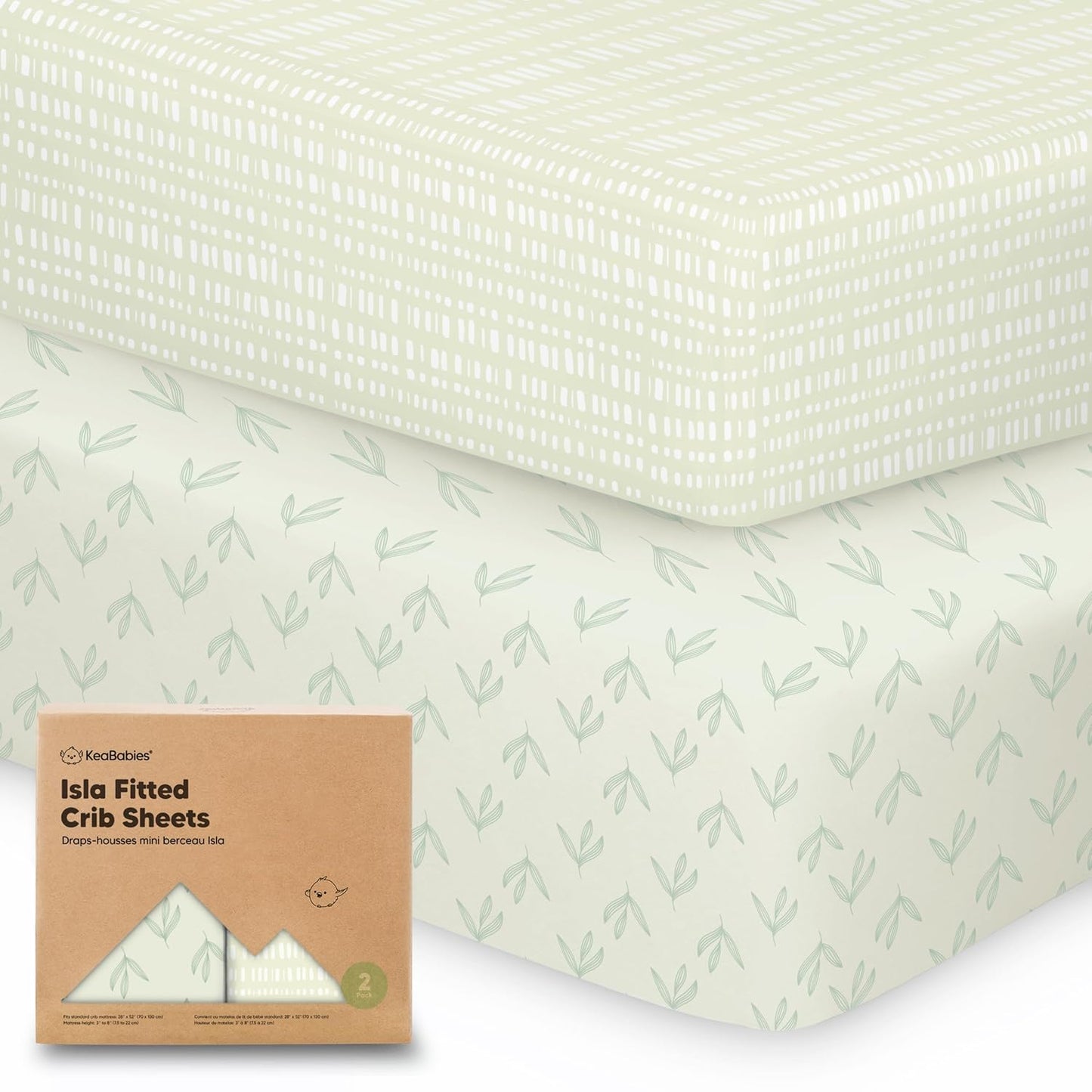 KeaBabies 2-Pack Baby Crib Sheets for Boys, Girls - 52x28 Viscose Derived from Bamboo Toddler Bed Sheets Neutral, Fitted Crib Mattress Cover for Standard Baby Bedding, Soft & Cozy (Fleur)