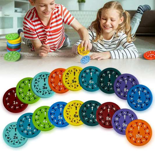 Math Facts Fidget Spinners, Math Facts Fidget Spinners for All The Stimmers, Multiplication Chat Game Fidget Toys for Adults Kids (18Pcs)