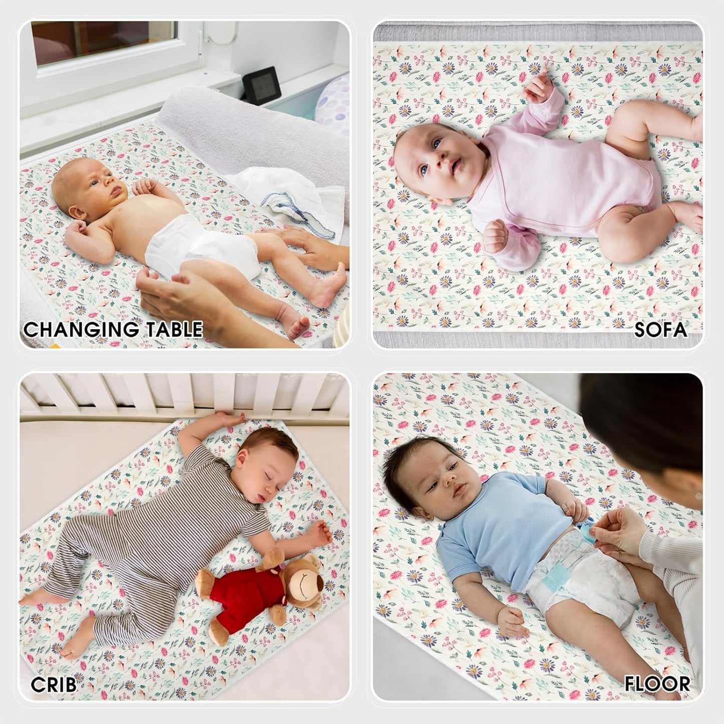 Vegan Leather Baby Changing Mat - Wipeable Portable Changing Pad, Foldable Travel Changing Mat for Baby, Newborns Toddlers Shower Gifts (Colorful Floral,20"*28")