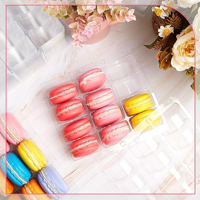 Sherr 36 Pcs Macaron Boxes Clear Plastic Macaron Storage Containers Macaroon Packaging Display Trays for Cookie, Wedding, Party Gifts
