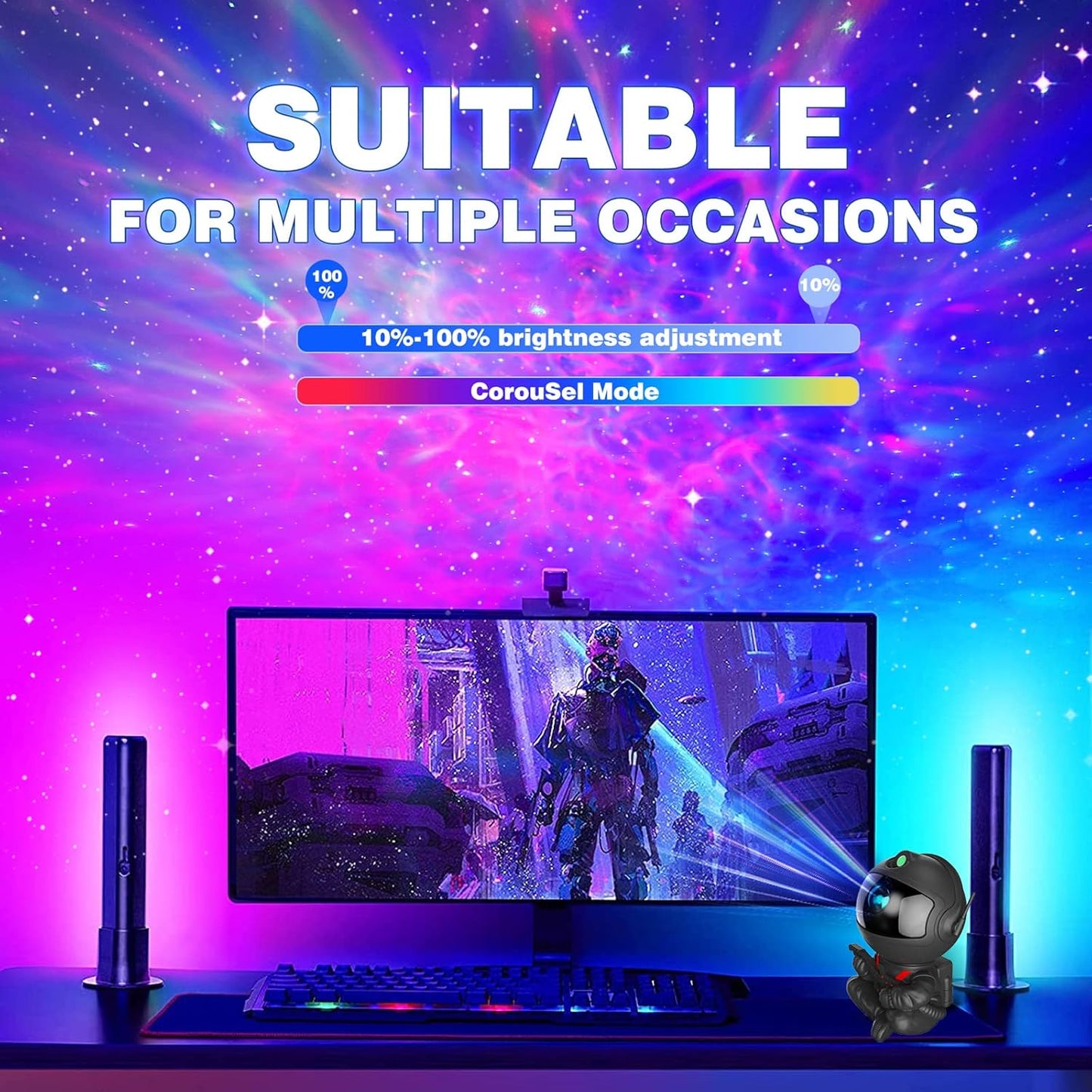 Astronaut Galaxy Projector, Star Projector Galaxy Light, Night Light for Kids, Nebula Ceiling LED Lamp, Room Decor, with Timer and Remote, Gifts for Birthdays